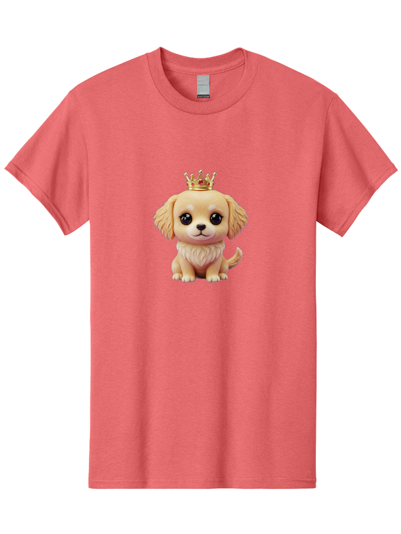 Puppy-With-Crown Men'S Graphic Tee, 100% Cotton, Comfortable Casual Summer Wear, Machine Washable, Cute Puppy, Golden Crown, Royal Treatment, Adorable Dog, Cartoon Style, Playful Expression, Fluffy Fur, Kawaii Culture, Dog Lover, Royalty, Bac352 14