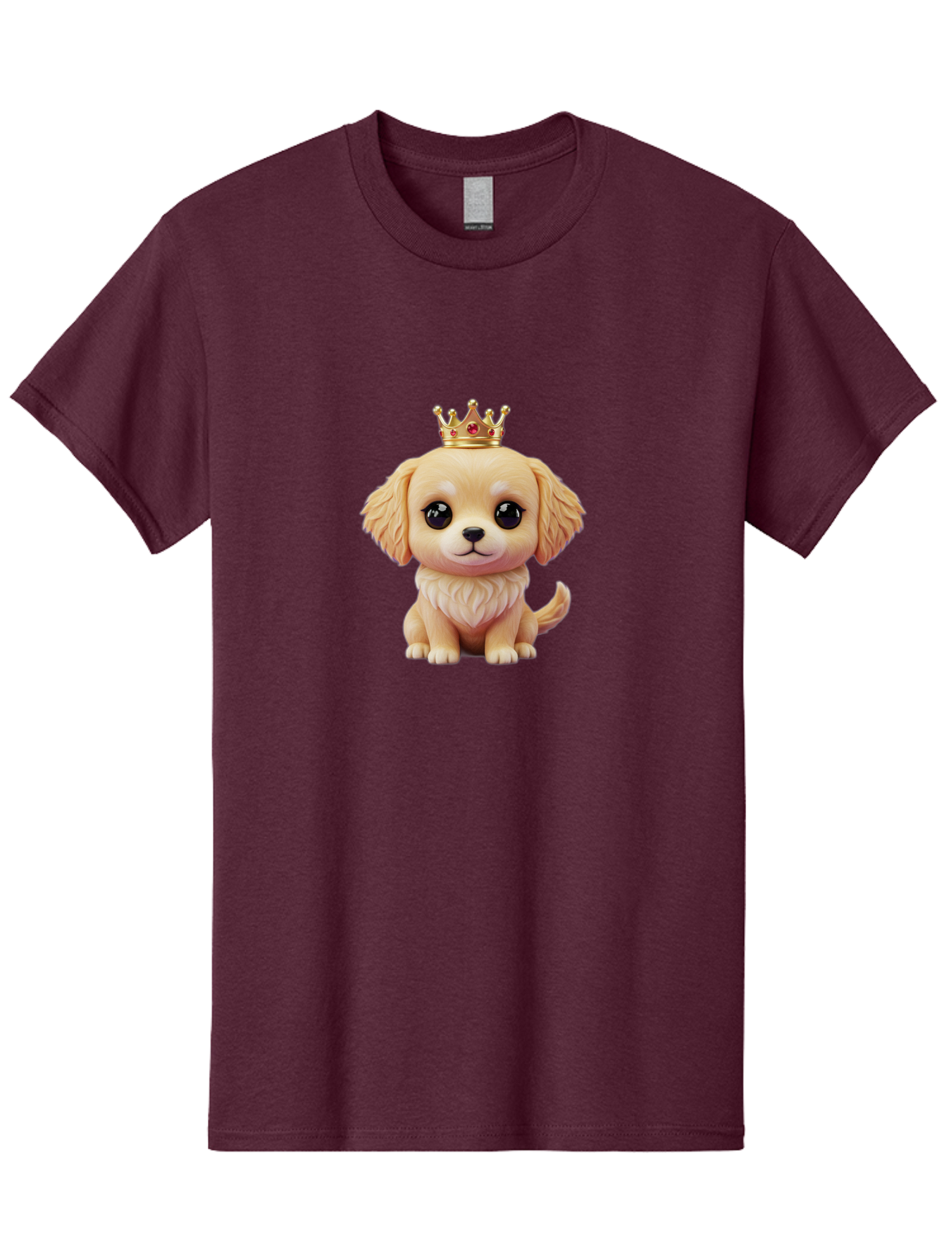 Puppy-With-Crown Men'S Graphic Tee, 100% Cotton, Comfortable Casual Summer Wear, Machine Washable, Cute Puppy, Golden Crown, Royal Treatment, Adorable Dog, Cartoon Style, Playful Expression, Fluffy Fur, Kawaii Culture, Dog Lover, Royalty, Bac352 10