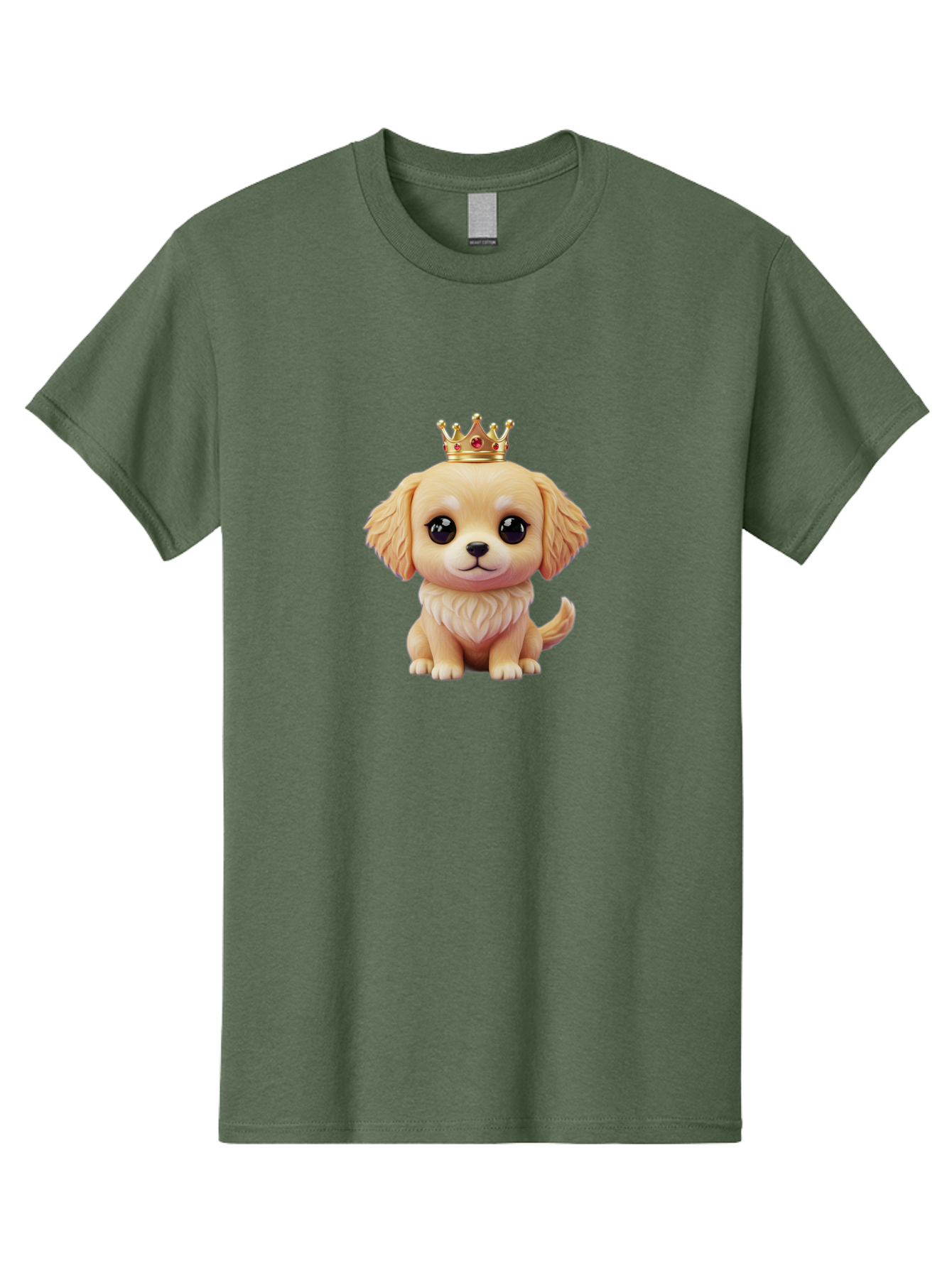 Puppy-With-Crown Men'S Graphic Tee, 100% Cotton, Comfortable Casual Summer Wear, Machine Washable, Cute Puppy, Golden Crown, Royal Treatment, Adorable Dog, Cartoon Style, Playful Expression, Fluffy Fur, Kawaii Culture, Dog Lover, Royalty, Bac352 13