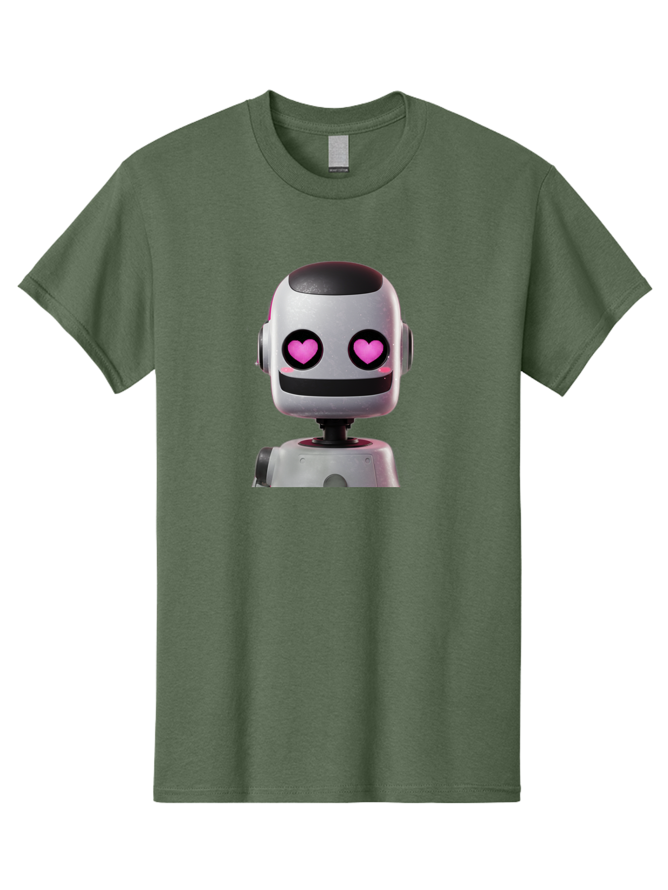 Robot-With-Heart-Eyes Men'S Graphic Tee, 100% Cotton, Comfortable Casual Summer Wear, Machine Washable, Robot With Heart Eyes, Cute Robot, Artificial Intelligence, Machine Learning, Friendly Robot, Silver Robot, Pink Heart Eyes, Robotic Face, Bac377 1
