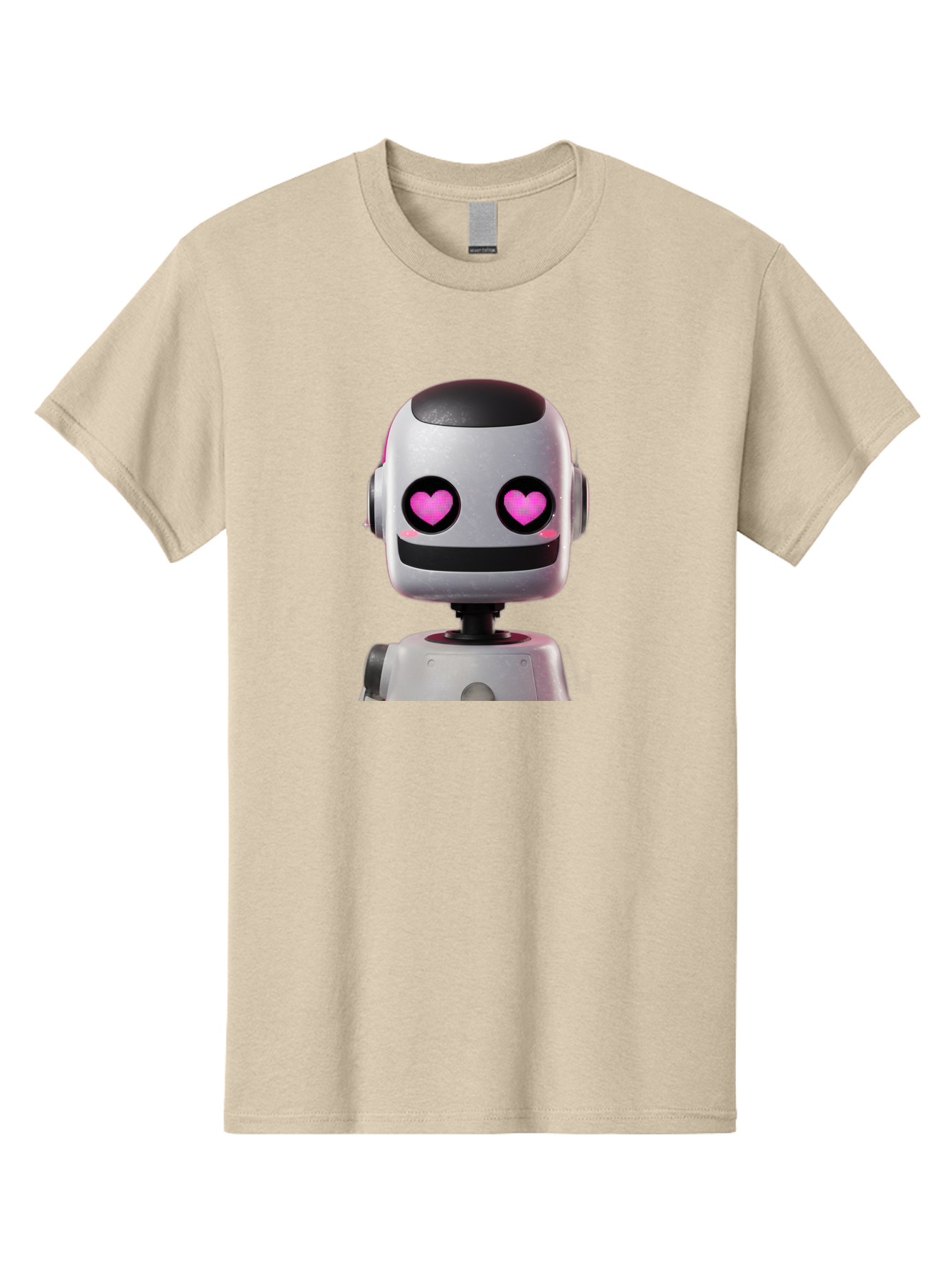 Robot-With-Heart-Eyes Men'S Graphic Tee, 100% Cotton, Comfortable Casual Summer Wear, Machine Washable, Robot With Heart Eyes, Cute Robot, Artificial Intelligence, Machine Learning, Friendly Robot, Silver Robot, Pink Heart Eyes, Robotic Face, Bac377 9