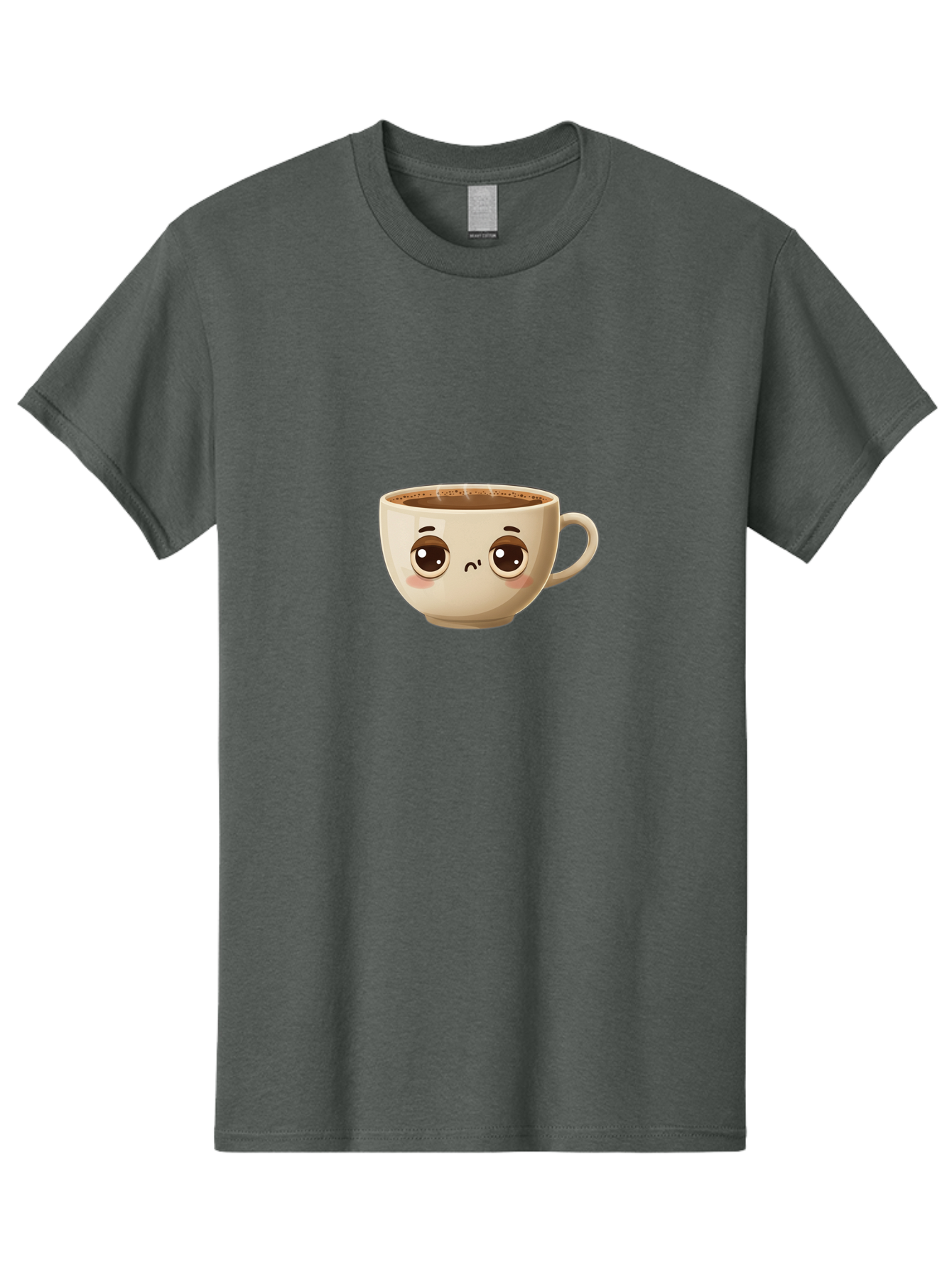 Sad-Coffee-Cup Men'S Graphic Tee, 100% Cotton, Comfortable Casual Summer Wear, Machine Washable, Cartoon Coffee Cup, Sad Face, Coffee Drink, Kawaii Character, Adorable Illustration, Coffee Break, Beverage Mug, Emotional Expression Bac381 5