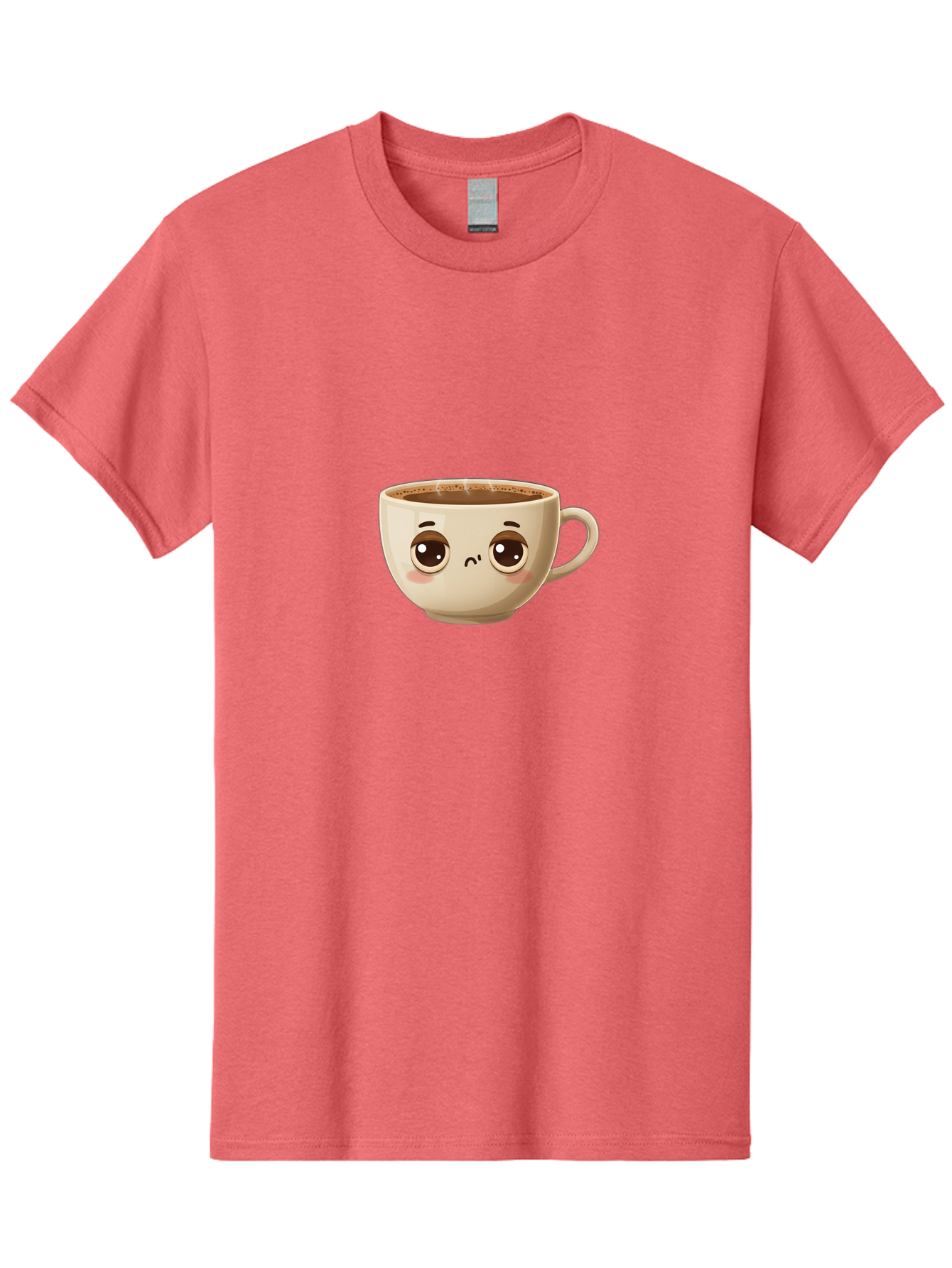 Sad-Coffee-Cup Men'S Graphic Tee, 100% Cotton, Comfortable Casual Summer Wear, Machine Washable, Cartoon Coffee Cup, Sad Face, Coffee Drink, Kawaii Character, Adorable Illustration, Coffee Break, Beverage Mug, Emotional Expression Bac381 7