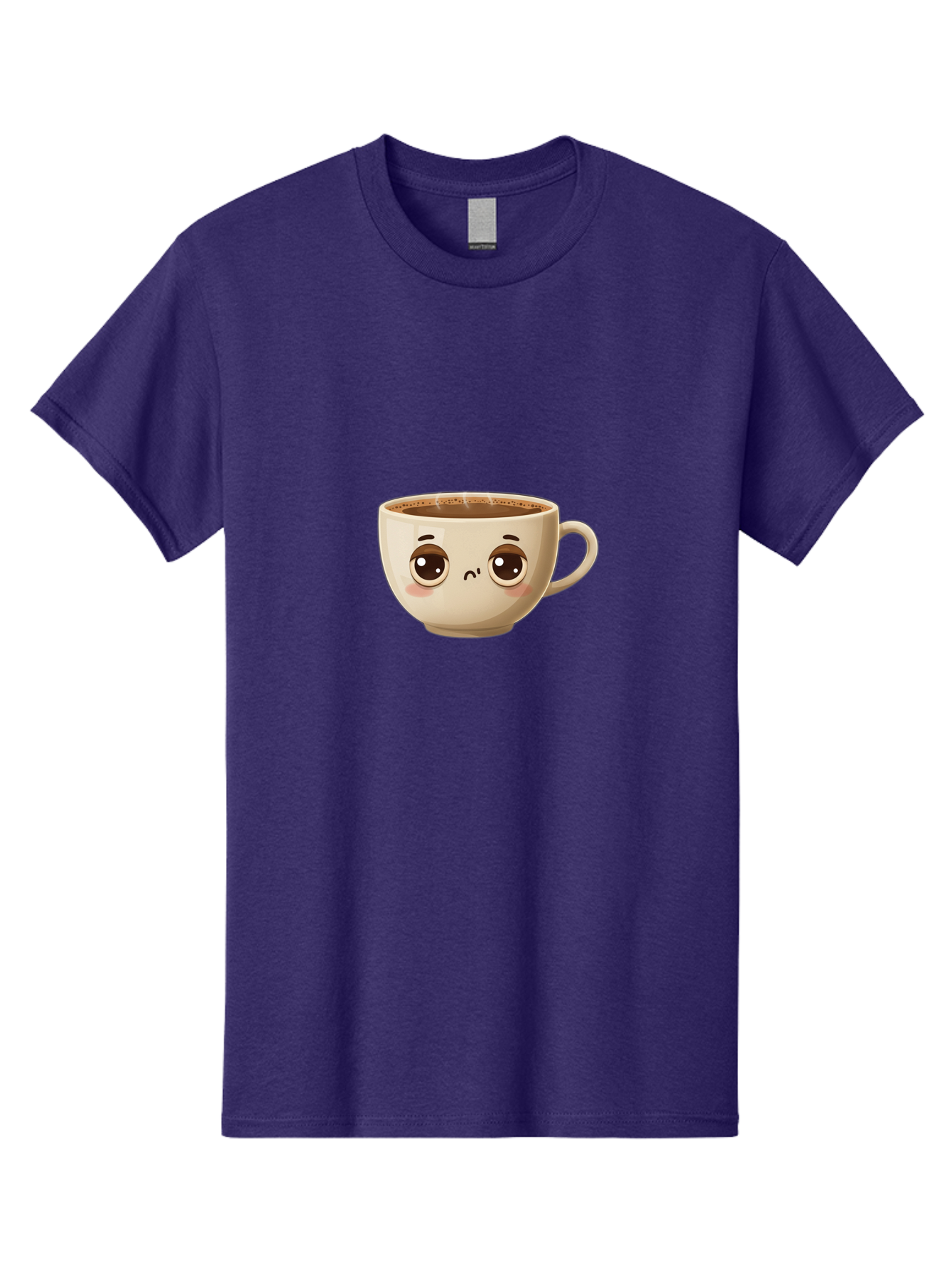 Sad-Coffee-Cup Men'S Graphic Tee, 100% Cotton, Comfortable Casual Summer Wear, Machine Washable, Cartoon Coffee Cup, Sad Face, Coffee Drink, Kawaii Character, Adorable Illustration, Coffee Break, Beverage Mug, Emotional Expression Bac381 2