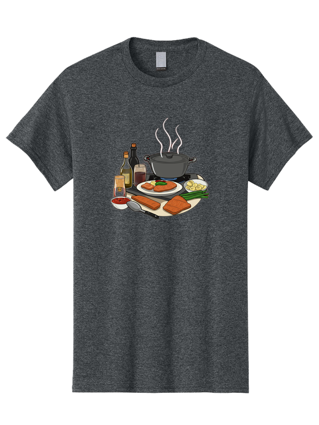 Salmon-Dish Men'S Graphic Tee, 100% Cotton, Comfortable Casual Summer Wear, Machine Washable, Salmon Fillet, Cooking Salmon, Gourmet Cooking, Kitchen Utensils, Salmon Recipe, Delicious Salmon, Gourmet Ingredients, Cooking Essentials, Bac386 14