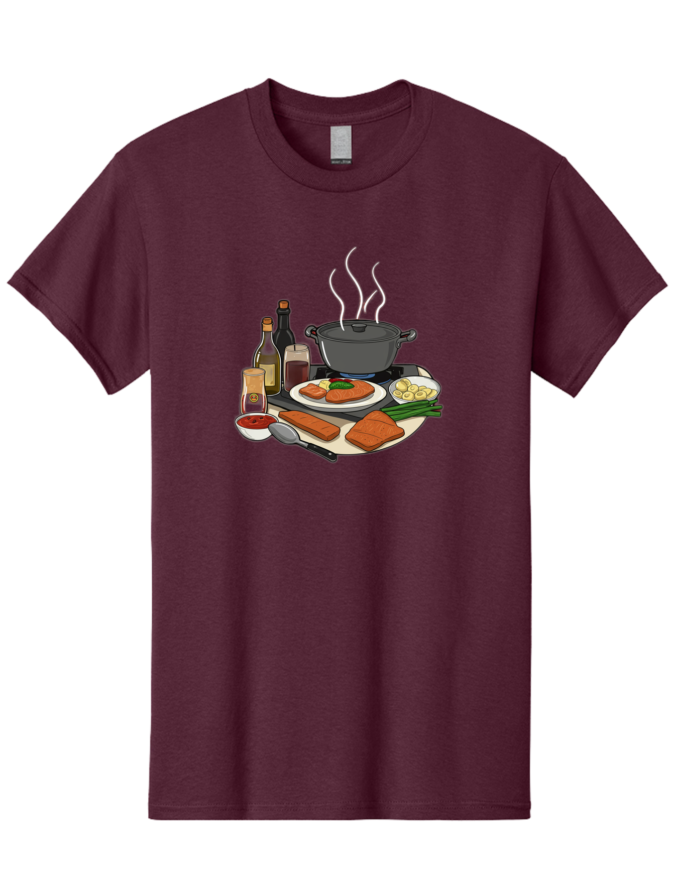 Salmon-Dish Men'S Graphic Tee, 100% Cotton, Comfortable Casual Summer Wear, Machine Washable, Salmon Fillet, Cooking Salmon, Gourmet Cooking, Kitchen Utensils, Salmon Recipe, Delicious Salmon, Gourmet Ingredients, Cooking Essentials, Bac386 15