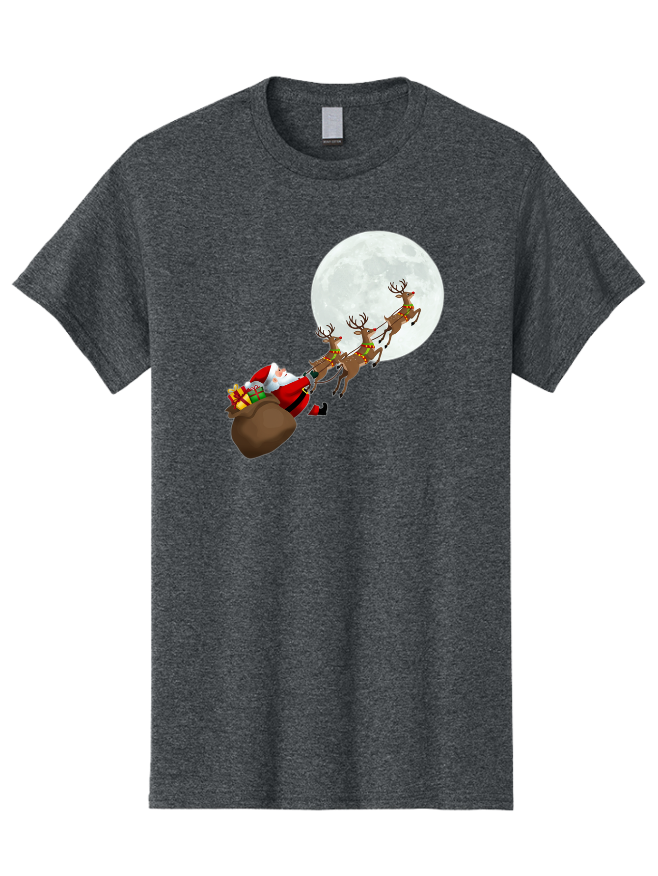 Santa-And-Reindeer Men'S Graphic Tee, 100% Cotton, Comfortable Casual Summer Wear, Machine Washable, Santa Claus, Reindeer, Sack Of Gifts, Christmas Magic, Holiday Cheer, Festive Season, Joyful Atmosphere, Christmas Presents, Sleigh Ride, Bac390 12