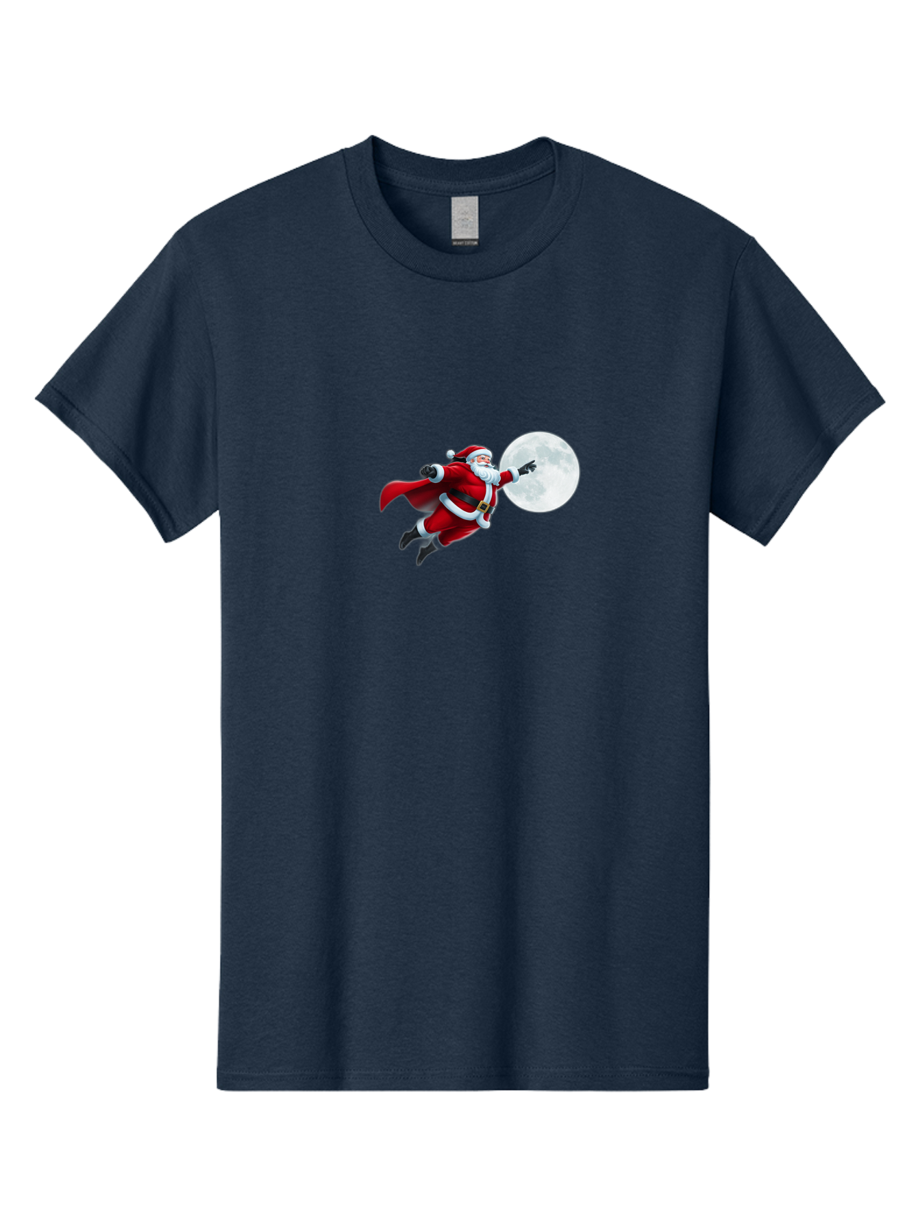 Santa-Claus-1 Men'S Graphic Tee, 100% Cotton, Comfortable Casual Summer Wear, Machine Washable, Santa Claus Flying Through Space, Holding A Gun, Full Moon, Christmas Icon, Festive Character, Holiday Cheer, Jolly Old Man, Gift Giving, Red Suit, Bac391 3