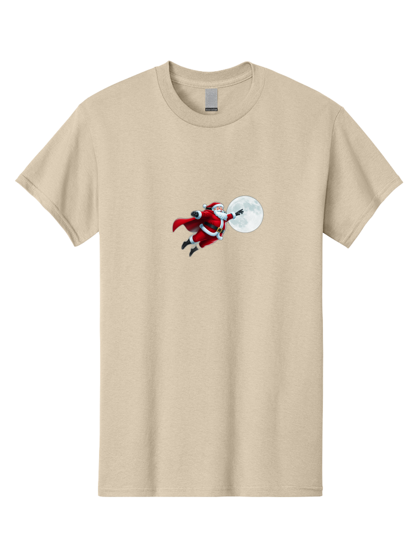 Santa-Claus-1 Men'S Graphic Tee, 100% Cotton, Comfortable Casual Summer Wear, Machine Washable, Santa Claus Flying Through Space, Holding A Gun, Full Moon, Christmas Icon, Festive Character, Holiday Cheer, Jolly Old Man, Gift Giving, Red Suit, Bac391 6