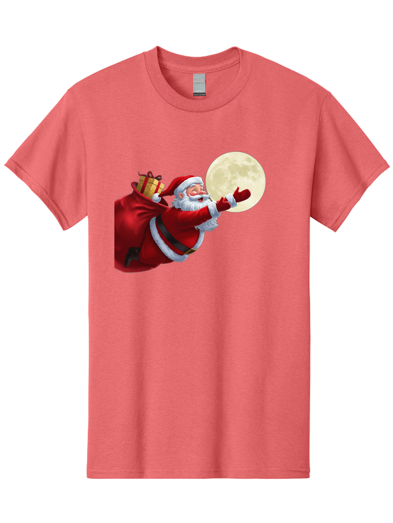 Santa-Claus-2 Men'S Graphic Tee, 100% Cotton, Comfortable Casual Summer Wear, Machine Washable, Santa Claus, Gift Bag, Full Moon, Holiday Season, Christmas Magic, Jolly Old Elf, Festive Atmosphere, Red Suit, White Beard Bac392 13