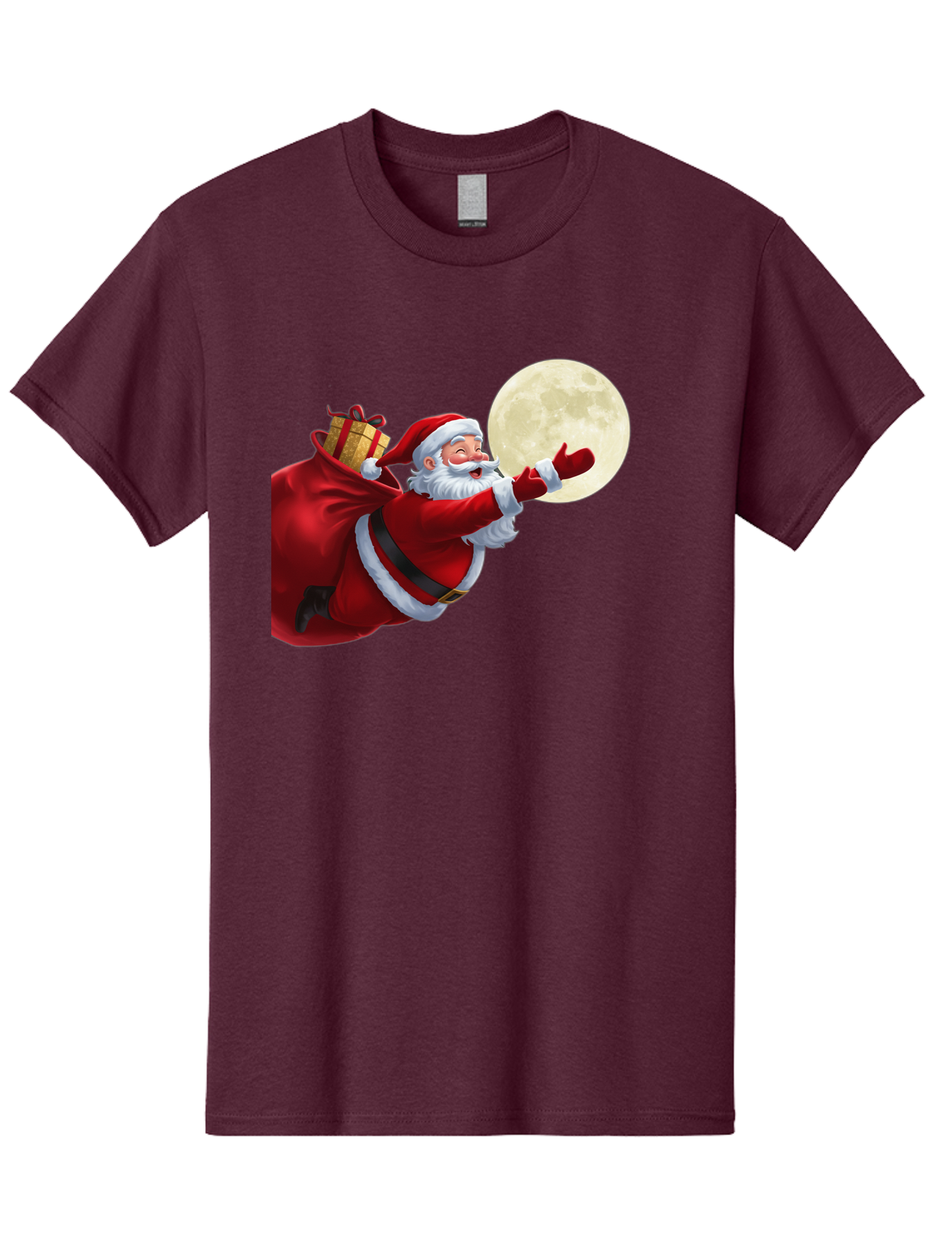 Santa-Claus-2 Men'S Graphic Tee, 100% Cotton, Comfortable Casual Summer Wear, Machine Washable, Santa Claus, Gift Bag, Full Moon, Holiday Season, Christmas Magic, Jolly Old Elf, Festive Atmosphere, Red Suit, White Beard Bac392 11