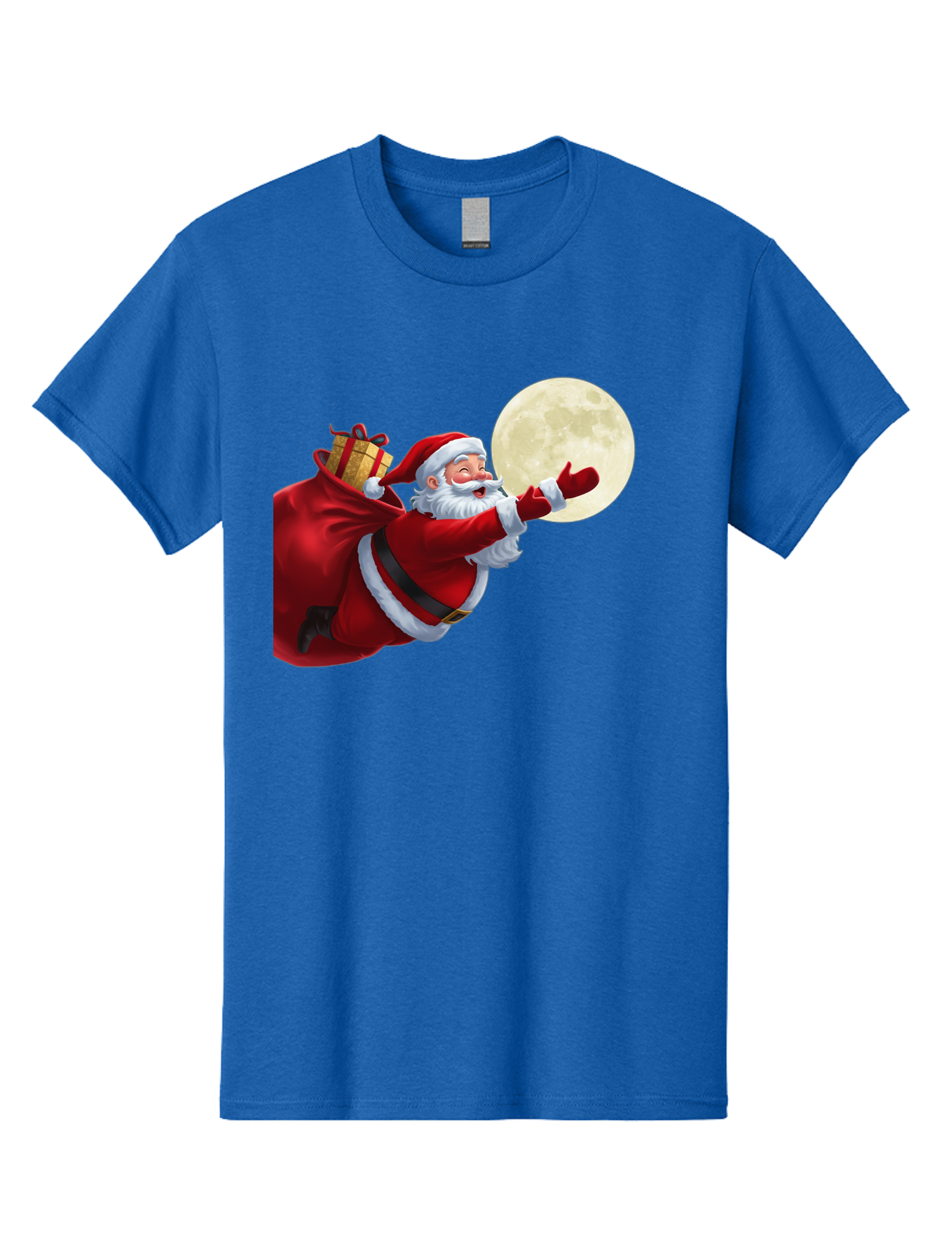 Santa-Claus-2 Men'S Graphic Tee, 100% Cotton, Comfortable Casual Summer Wear, Machine Washable, Santa Claus, Gift Bag, Full Moon, Holiday Season, Christmas Magic, Jolly Old Elf, Festive Atmosphere, Red Suit, White Beard Bac392 3