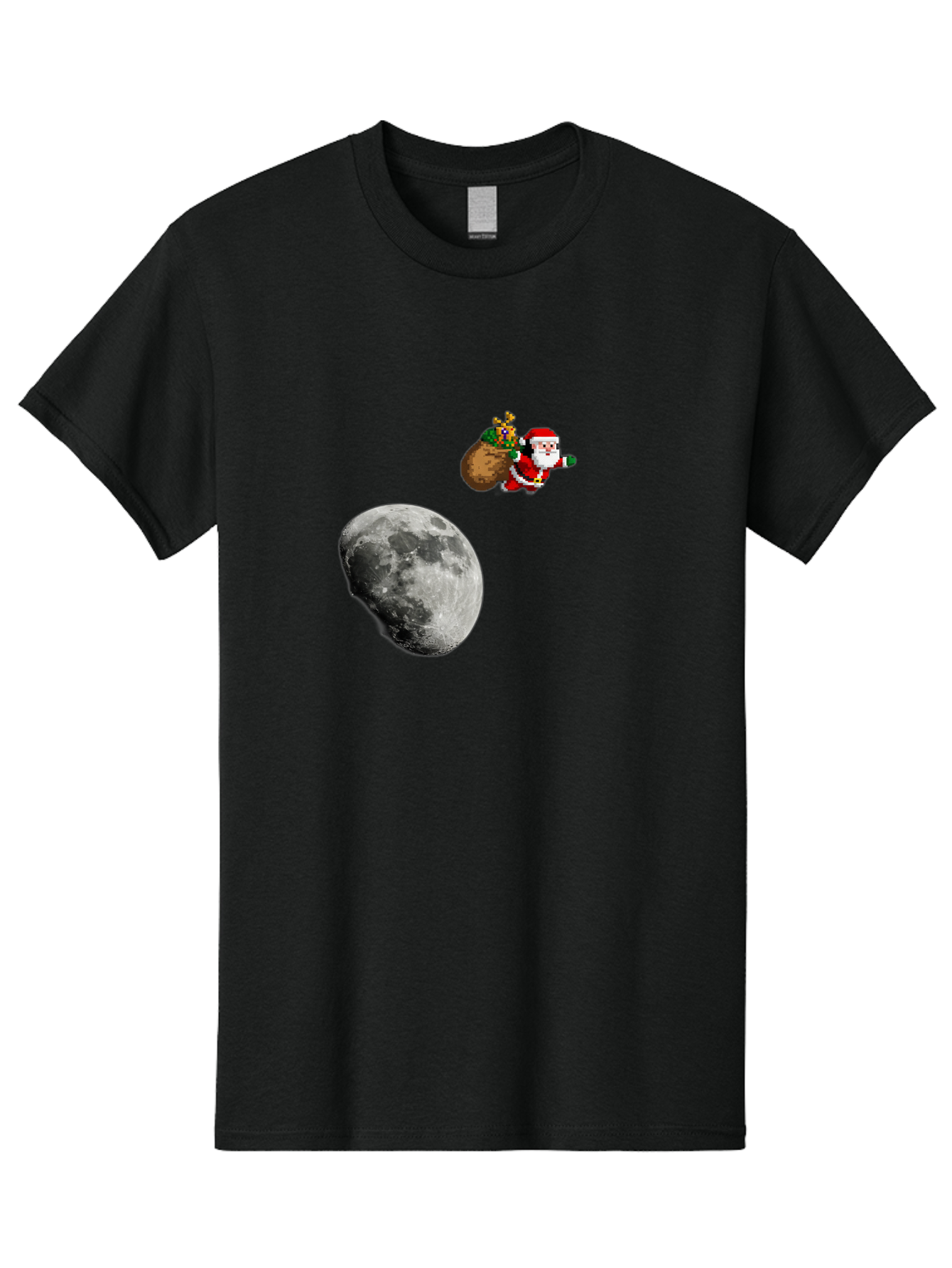 Santa-Moon Men'S Graphic Tee, 100% Cotton, Comfortable Casual Summer Wear, Machine Washable, Santa Claus Flying With Sack, Christmas Gifts, Holiday Season, Festive Atmosphere, Moonlit Night, Jolly Old Saint Nick Bac395 6