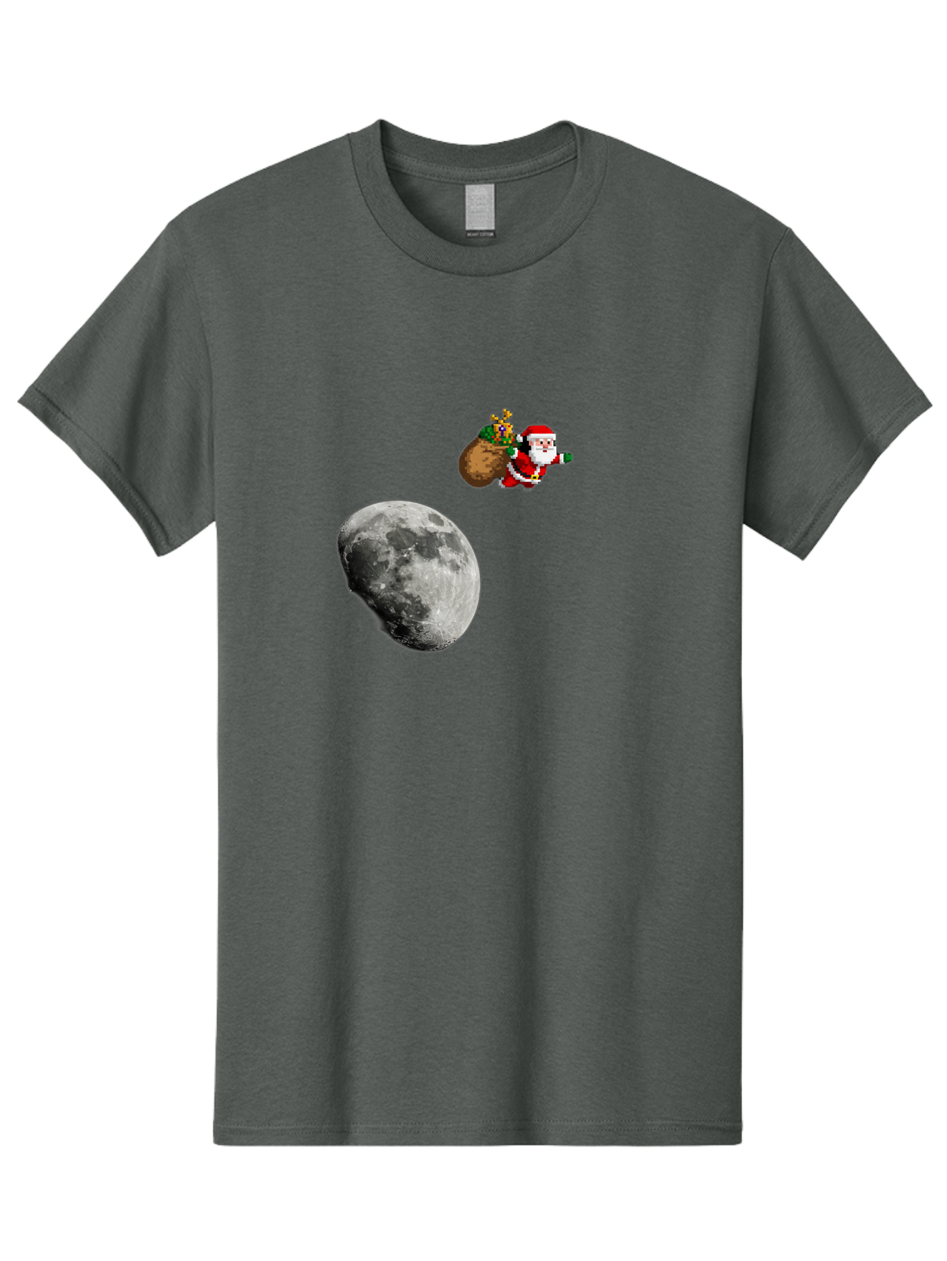 Santa-Moon Men'S Graphic Tee, 100% Cotton, Comfortable Casual Summer Wear, Machine Washable, Santa Claus Flying With Sack, Christmas Gifts, Holiday Season, Festive Atmosphere, Moonlit Night, Jolly Old Saint Nick Bac395 10