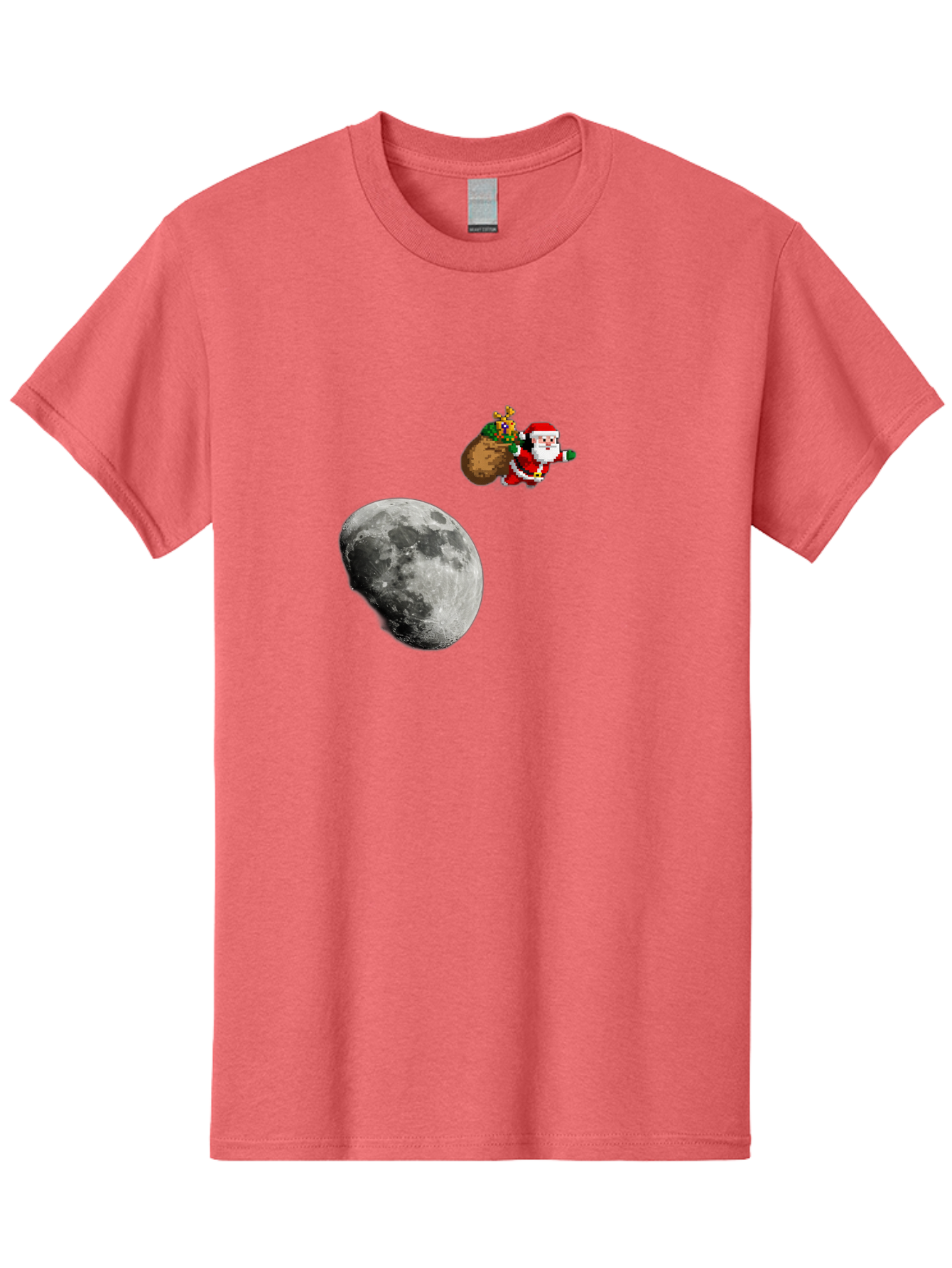 Santa-Moon Men'S Graphic Tee, 100% Cotton, Comfortable Casual Summer Wear, Machine Washable, Santa Claus Flying With Sack, Christmas Gifts, Holiday Season, Festive Atmosphere, Moonlit Night, Jolly Old Saint Nick Bac395 15