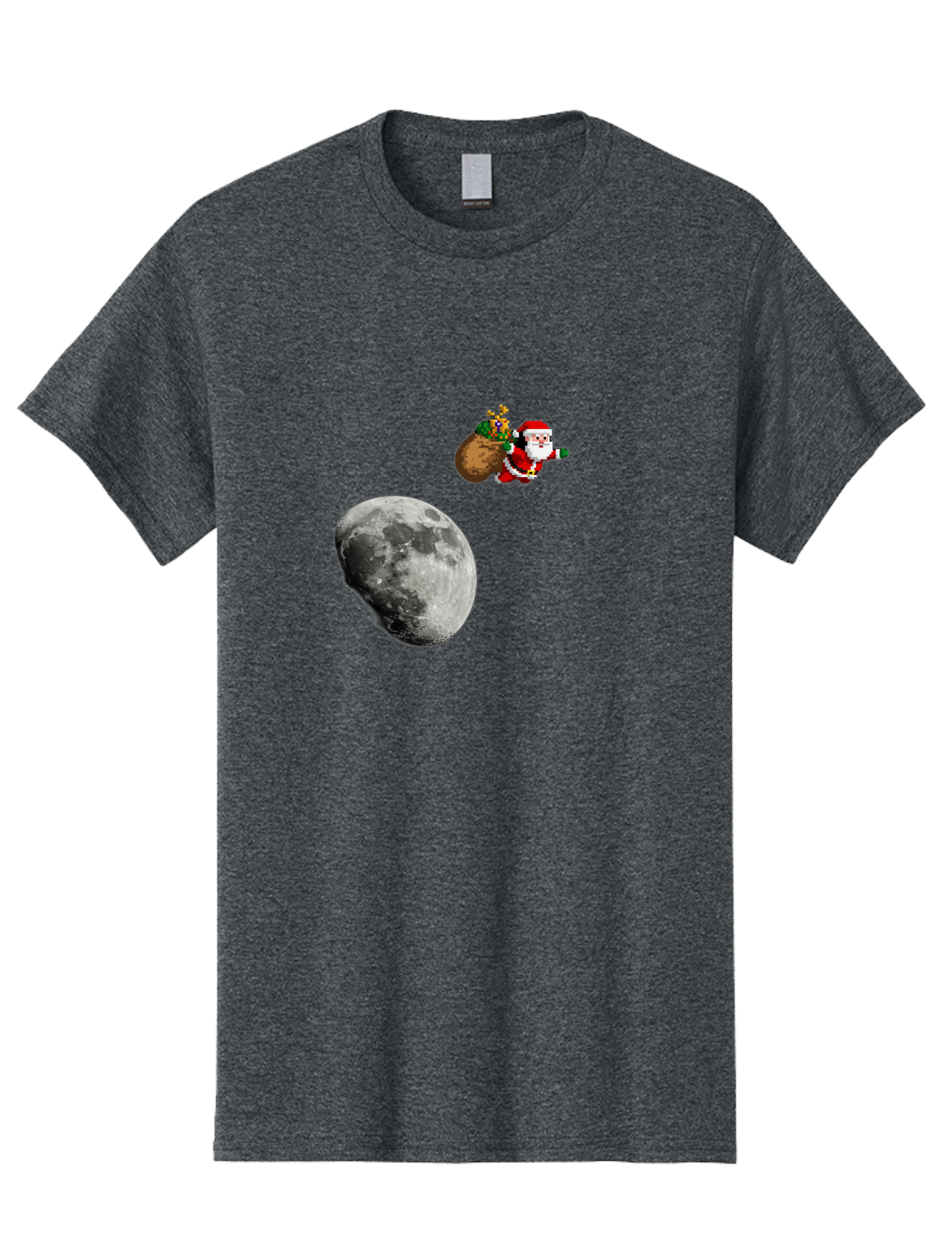 Santa-Moon Men'S Graphic Tee, 100% Cotton, Comfortable Casual Summer Wear, Machine Washable, Santa Claus Flying With Sack, Christmas Gifts, Holiday Season, Festive Atmosphere, Moonlit Night, Jolly Old Saint Nick Bac395 11