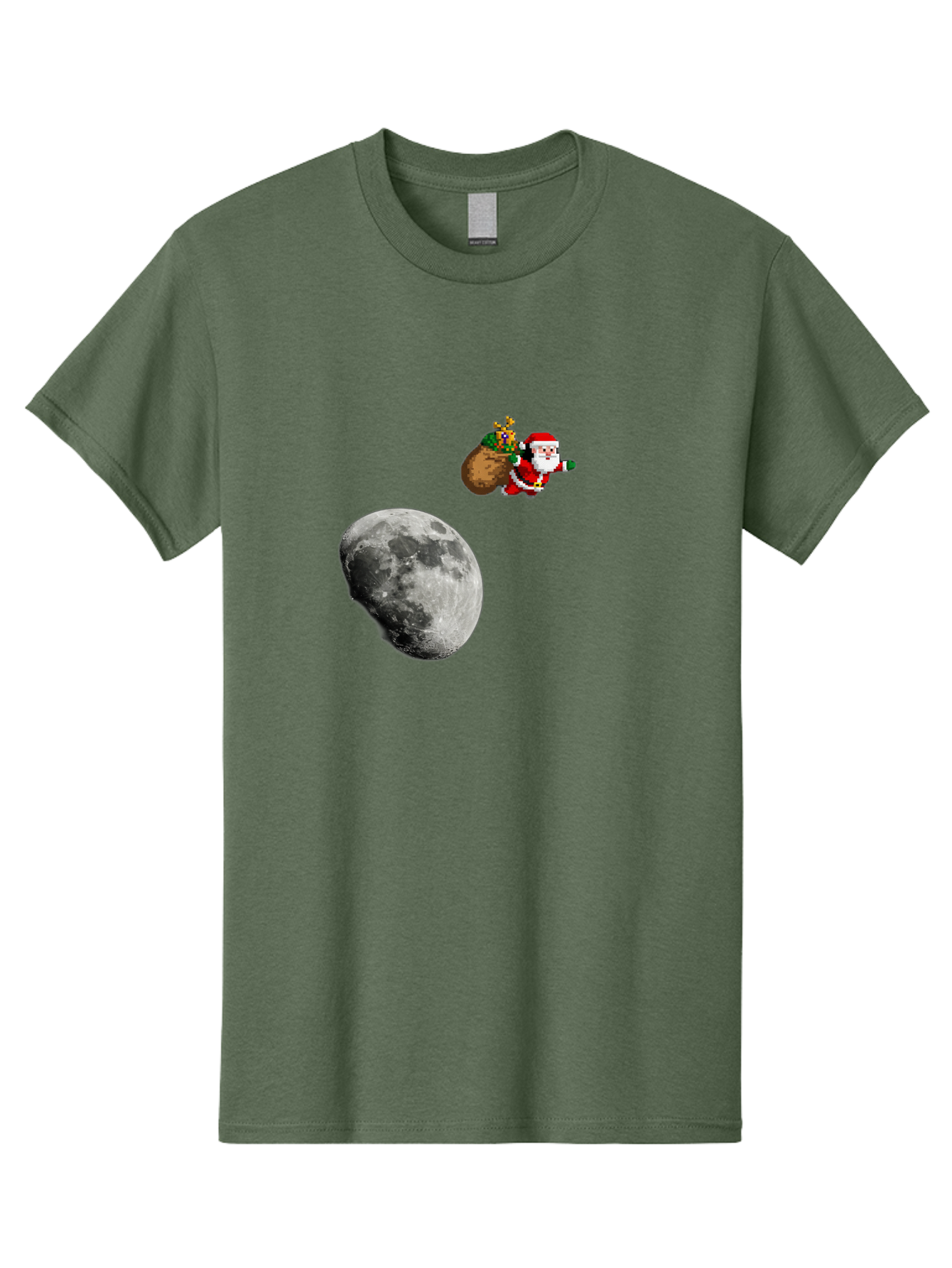 Santa-Moon Men'S Graphic Tee, 100% Cotton, Comfortable Casual Summer Wear, Machine Washable, Santa Claus Flying With Sack, Christmas Gifts, Holiday Season, Festive Atmosphere, Moonlit Night, Jolly Old Saint Nick Bac395 5