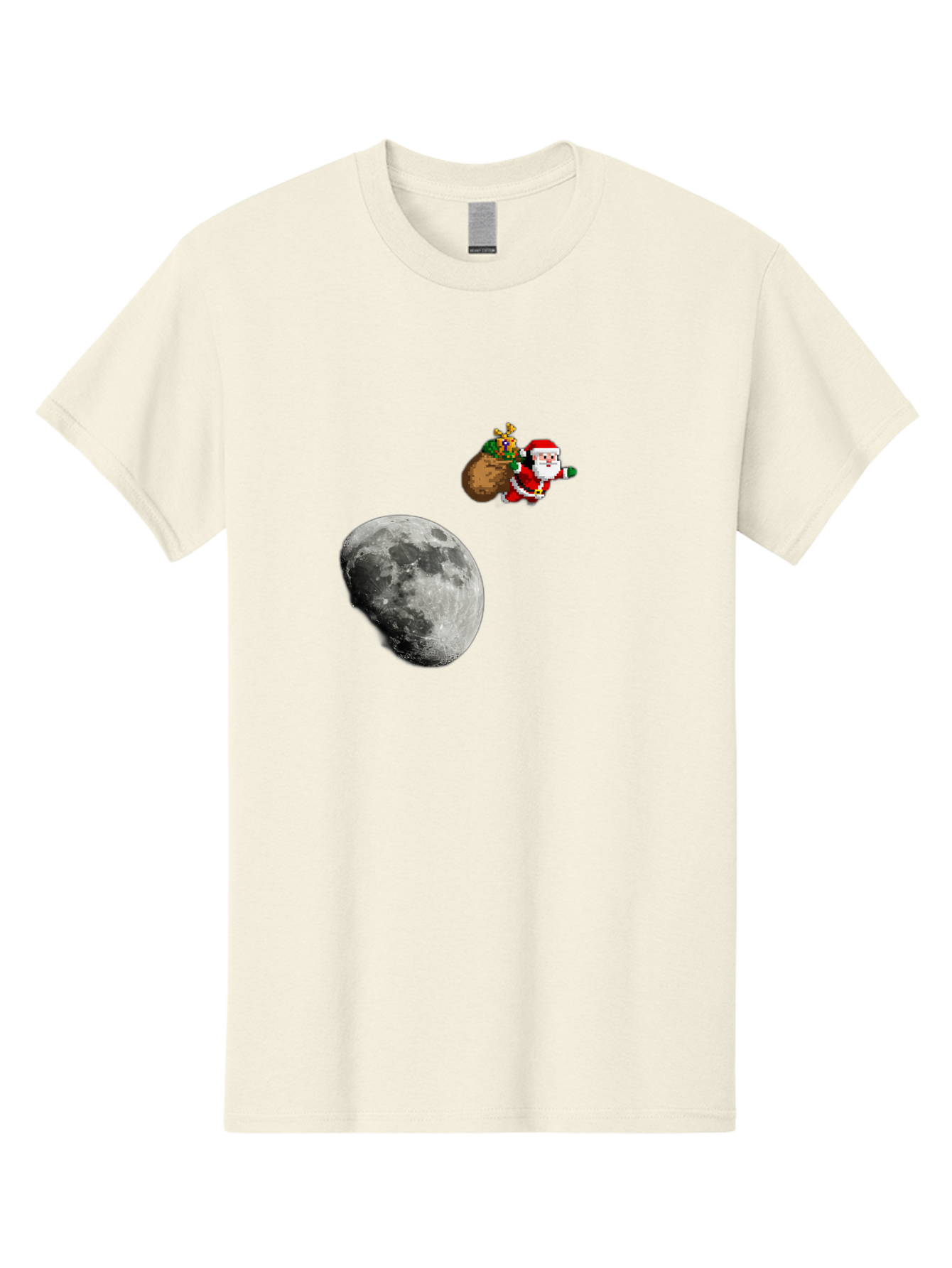 Santa-Moon Men'S Graphic Tee, 100% Cotton, Comfortable Casual Summer Wear, Machine Washable, Santa Claus Flying With Sack, Christmas Gifts, Holiday Season, Festive Atmosphere, Moonlit Night, Jolly Old Saint Nick Bac395 14