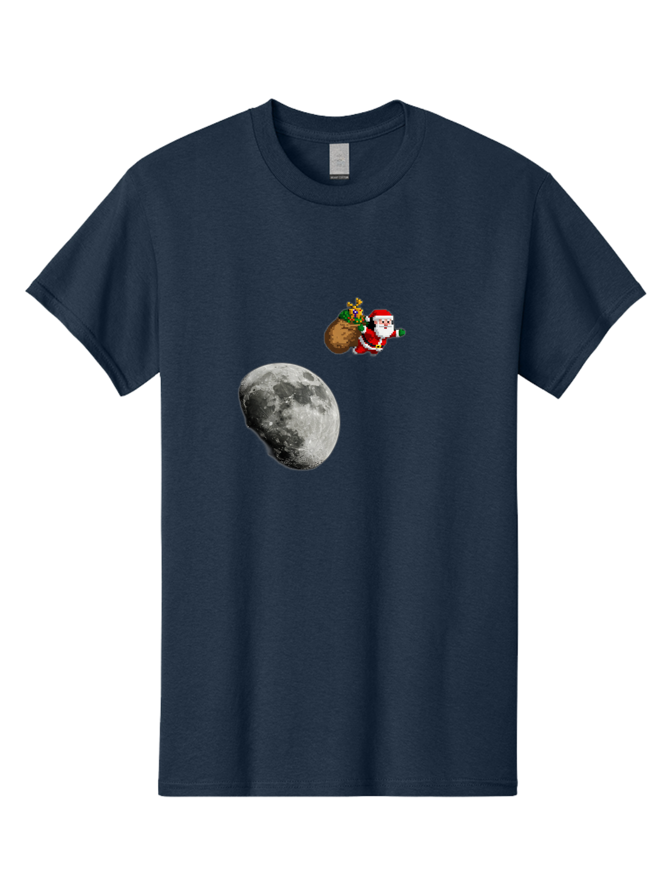 Santa-Moon Men'S Graphic Tee, 100% Cotton, Comfortable Casual Summer Wear, Machine Washable, Santa Claus Flying With Sack, Christmas Gifts, Holiday Season, Festive Atmosphere, Moonlit Night, Jolly Old Saint Nick Bac395 7
