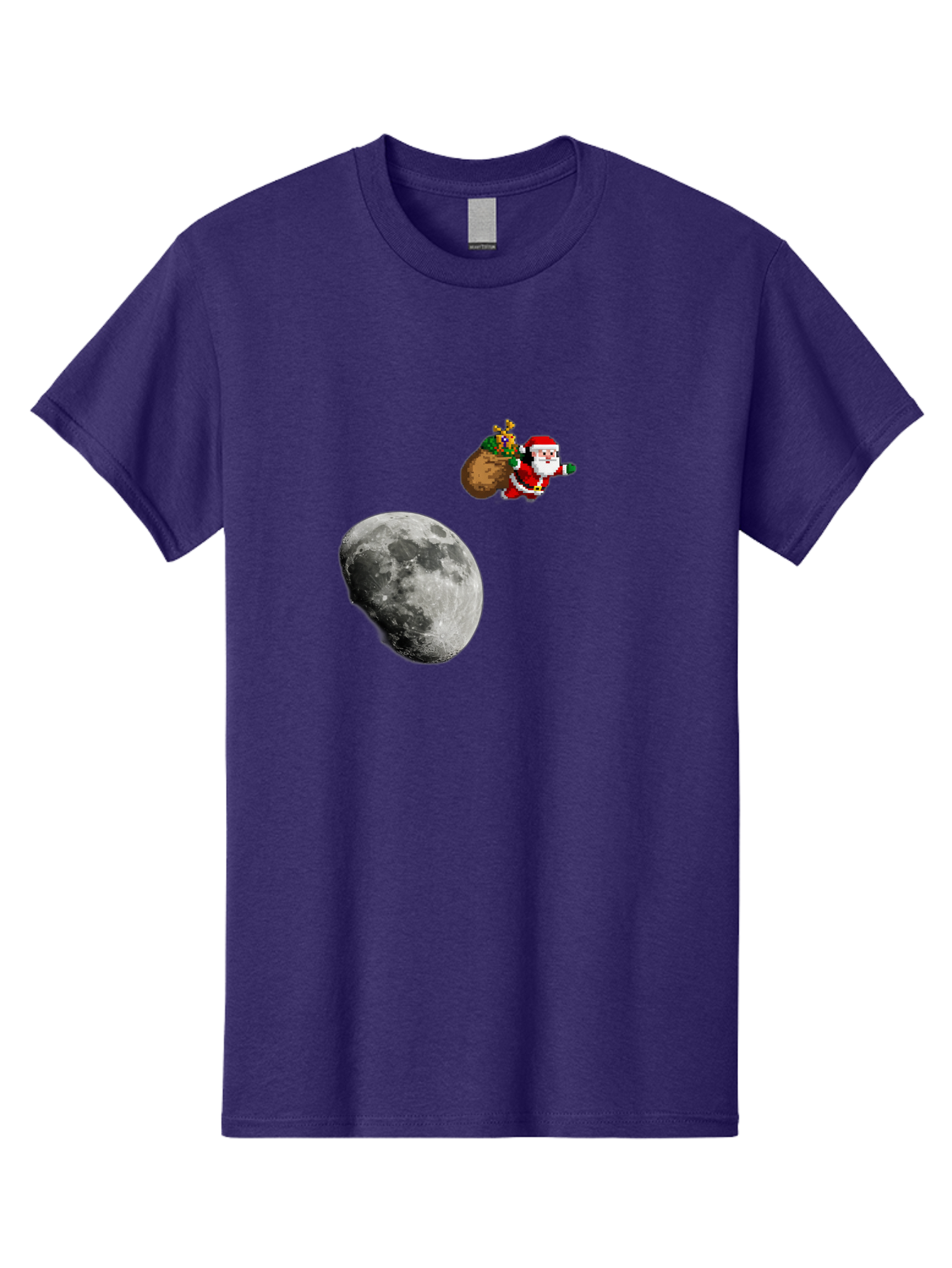 Santa-Moon Men'S Graphic Tee, 100% Cotton, Comfortable Casual Summer Wear, Machine Washable, Santa Claus Flying With Sack, Christmas Gifts, Holiday Season, Festive Atmosphere, Moonlit Night, Jolly Old Saint Nick Bac395 8