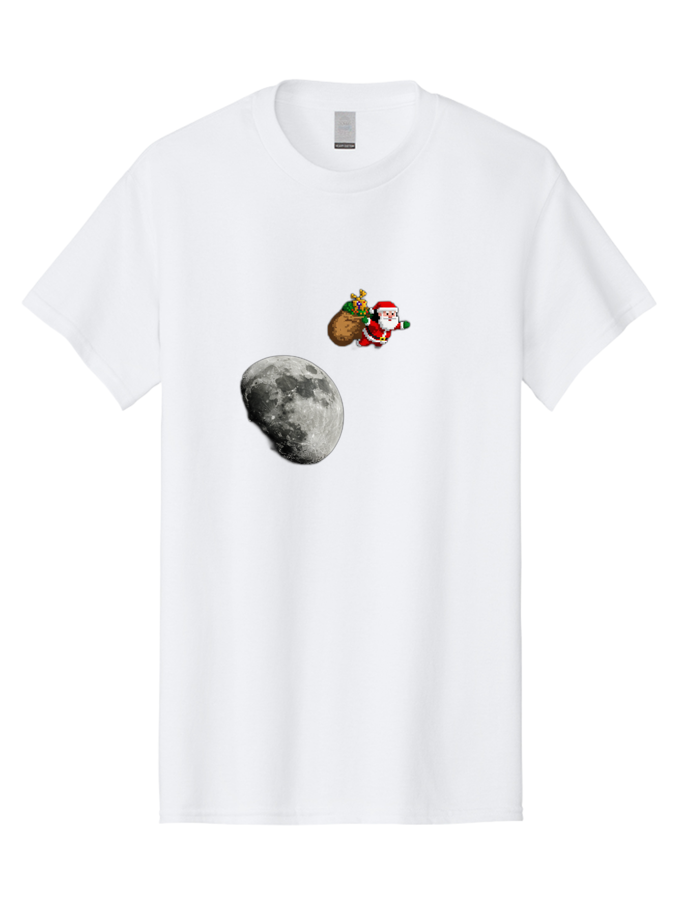 Santa-Moon Men'S Graphic Tee, 100% Cotton, Comfortable Casual Summer Wear, Machine Washable, Santa Claus Flying With Sack, Christmas Gifts, Holiday Season, Festive Atmosphere, Moonlit Night, Jolly Old Saint Nick Bac395 12