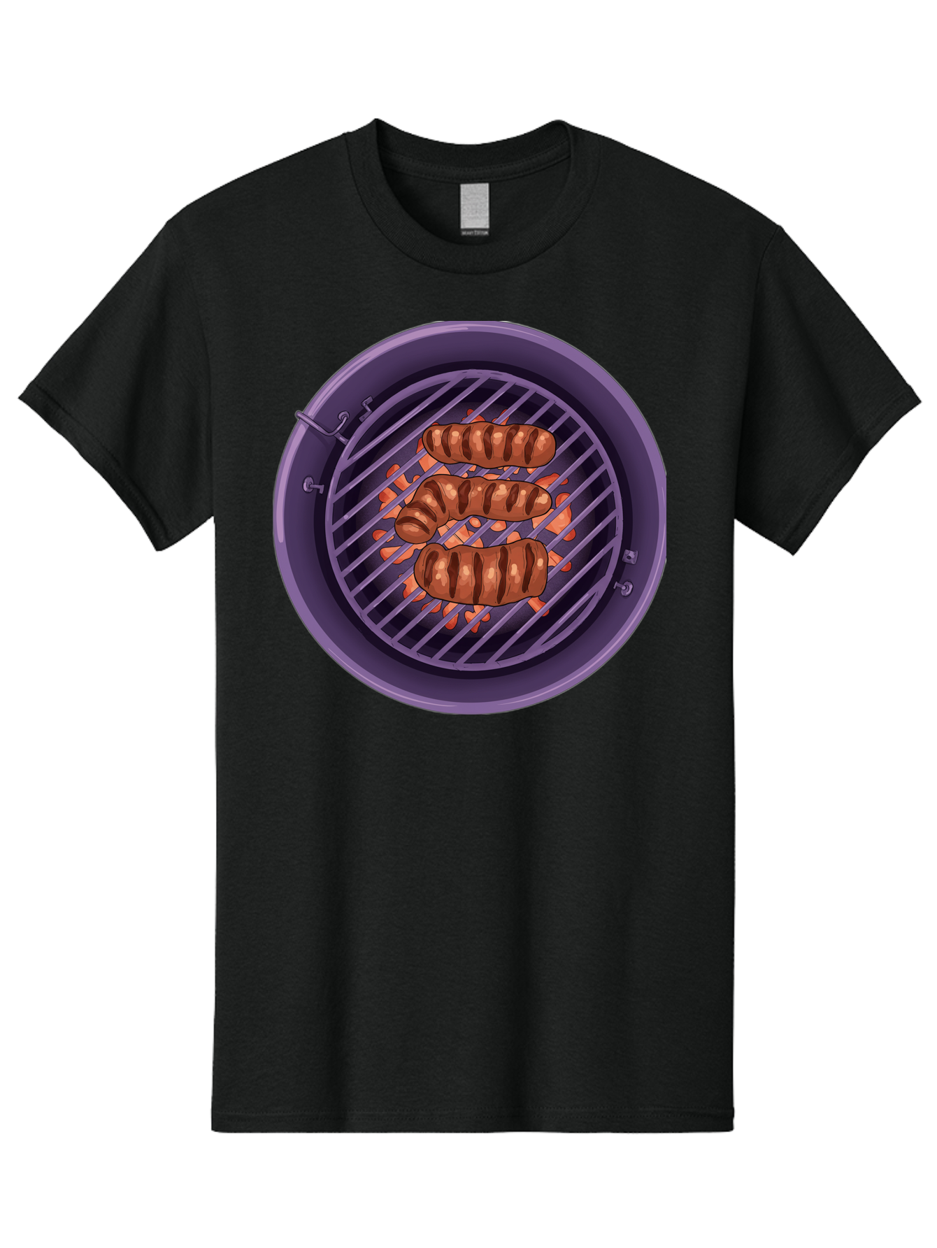 Sausages-On-Grill Men'S Graphic Tee, 100% Cotton, Comfortable Casual Summer Wear, Machine Washable, Sausages On Barbecue Grill, Grilled Sausages, Barbecue Cooking, Outdoor Cooking, Summer Food, Grilled Food, Food On Grill, Barbecue Grill Bac398 15