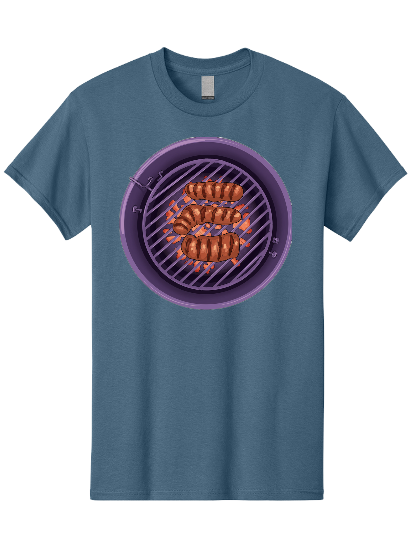 Sausages-On-Grill Men'S Graphic Tee, 100% Cotton, Comfortable Casual Summer Wear, Machine Washable, Sausages On Barbecue Grill, Grilled Sausages, Barbecue Cooking, Outdoor Cooking, Summer Food, Grilled Food, Food On Grill, Barbecue Grill Bac398 3