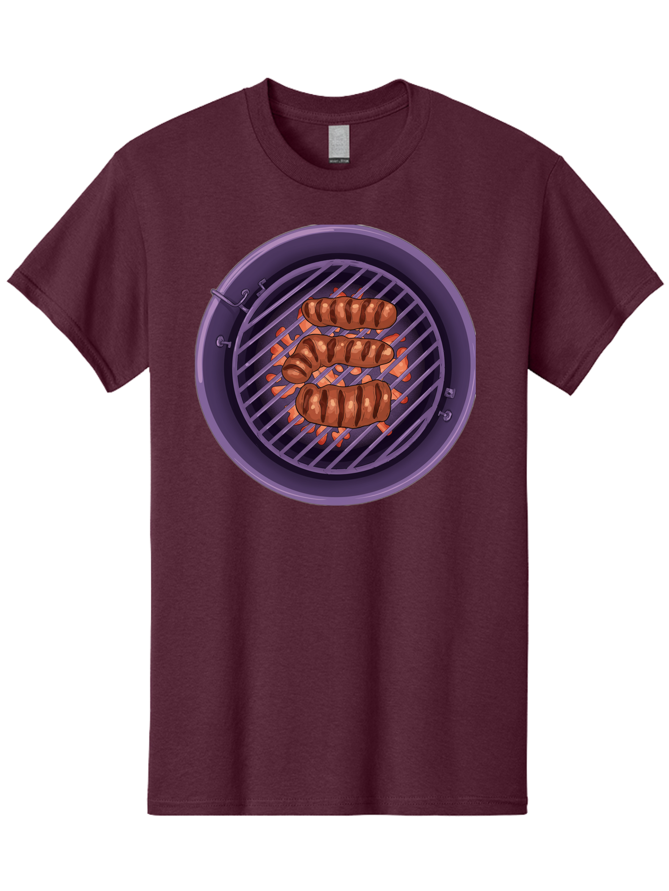 Sausages-On-Grill Men'S Graphic Tee, 100% Cotton, Comfortable Casual Summer Wear, Machine Washable, Sausages On Barbecue Grill, Grilled Sausages, Barbecue Cooking, Outdoor Cooking, Summer Food, Grilled Food, Food On Grill, Barbecue Grill Bac398 5