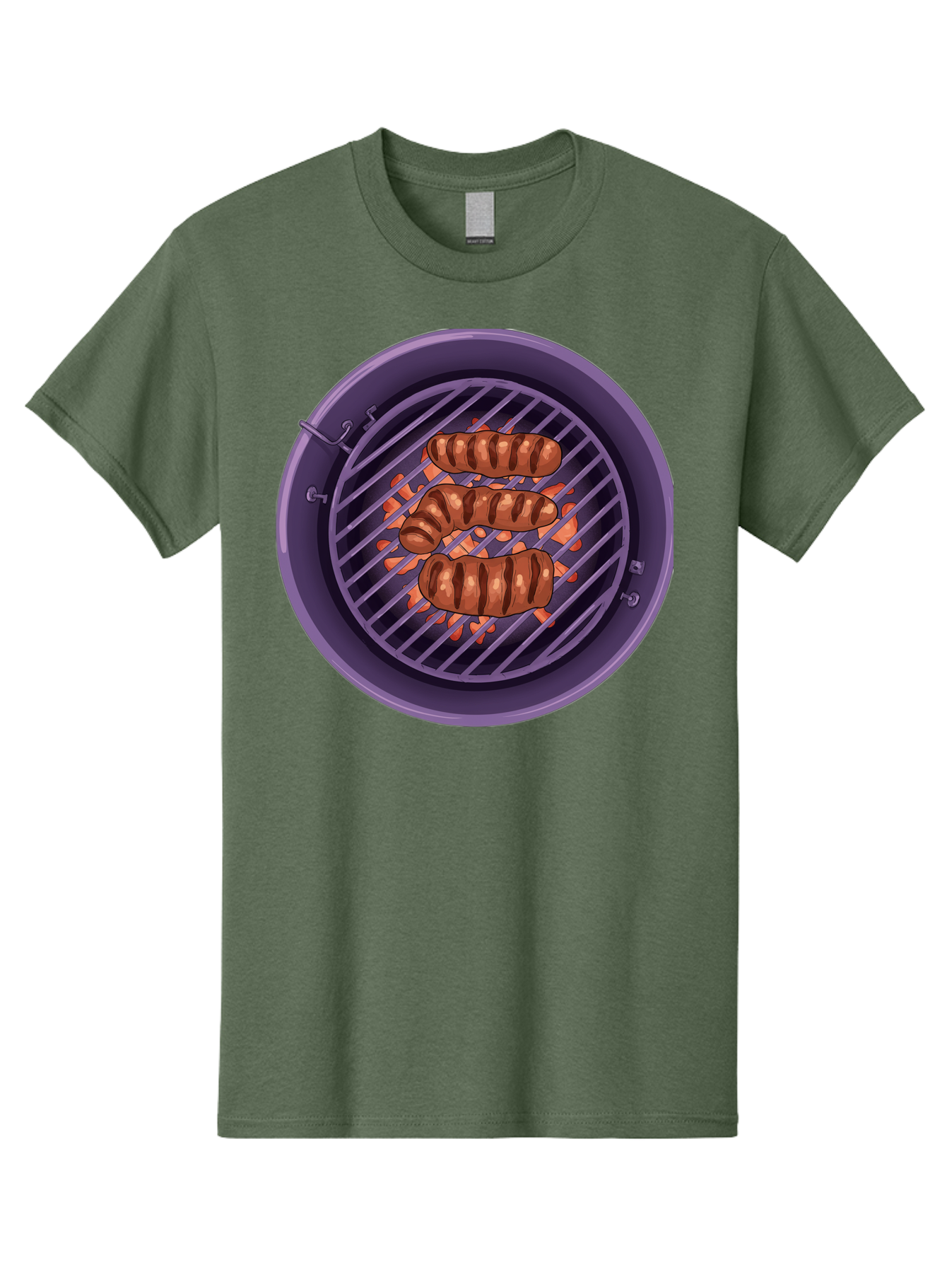 Sausages-On-Grill Men'S Graphic Tee, 100% Cotton, Comfortable Casual Summer Wear, Machine Washable, Sausages On Barbecue Grill, Grilled Sausages, Barbecue Cooking, Outdoor Cooking, Summer Food, Grilled Food, Food On Grill, Barbecue Grill Bac398 13