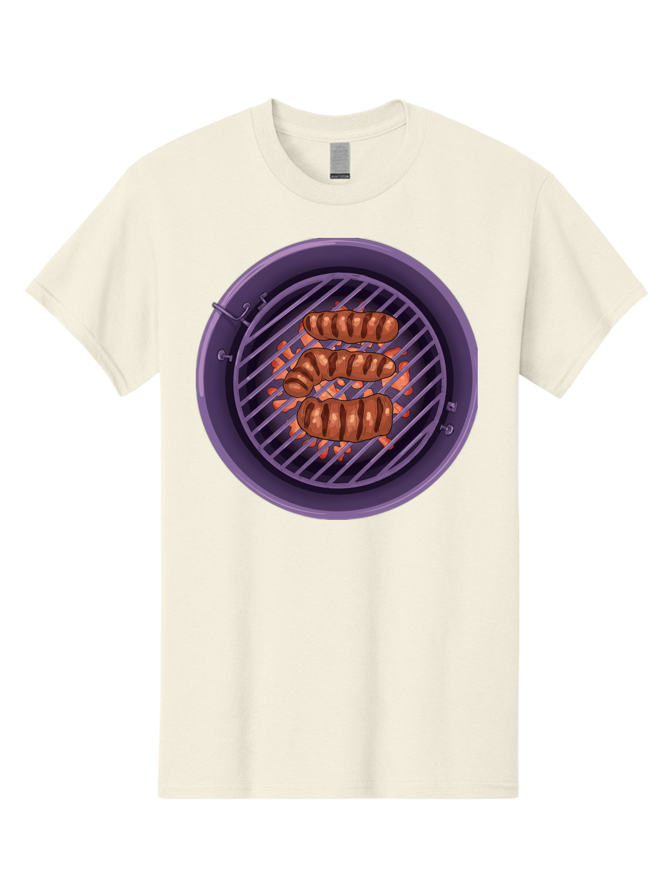 Sausages-On-Grill Men'S Graphic Tee, 100% Cotton, Comfortable Casual Summer Wear, Machine Washable, Sausages On Barbecue Grill, Grilled Sausages, Barbecue Cooking, Outdoor Cooking, Summer Food, Grilled Food, Food On Grill, Barbecue Grill Bac398 7