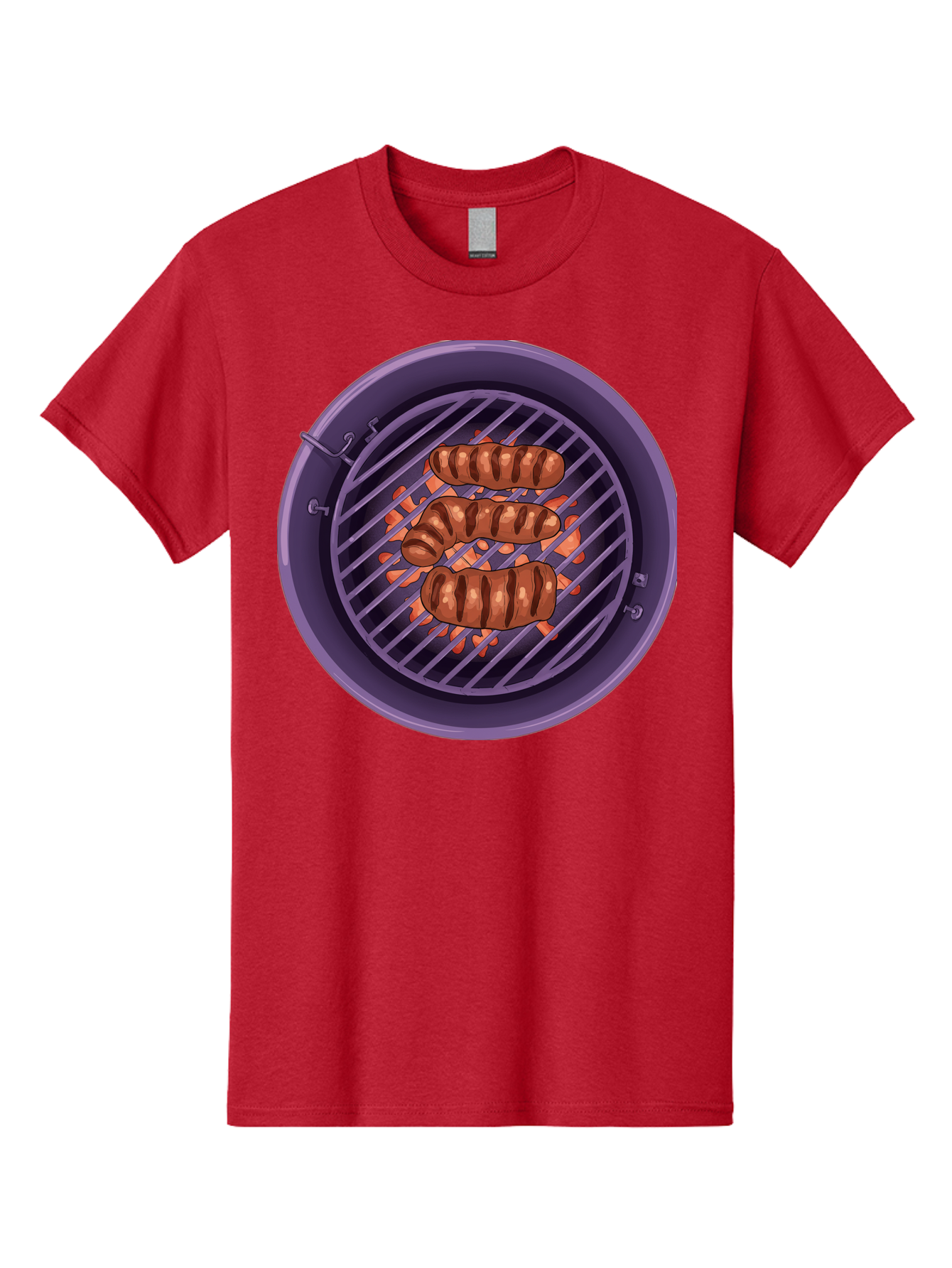 Sausages-On-Grill Men'S Graphic Tee, 100% Cotton, Comfortable Casual Summer Wear, Machine Washable, Sausages On Barbecue Grill, Grilled Sausages, Barbecue Cooking, Outdoor Cooking, Summer Food, Grilled Food, Food On Grill, Barbecue Grill Bac398 6
