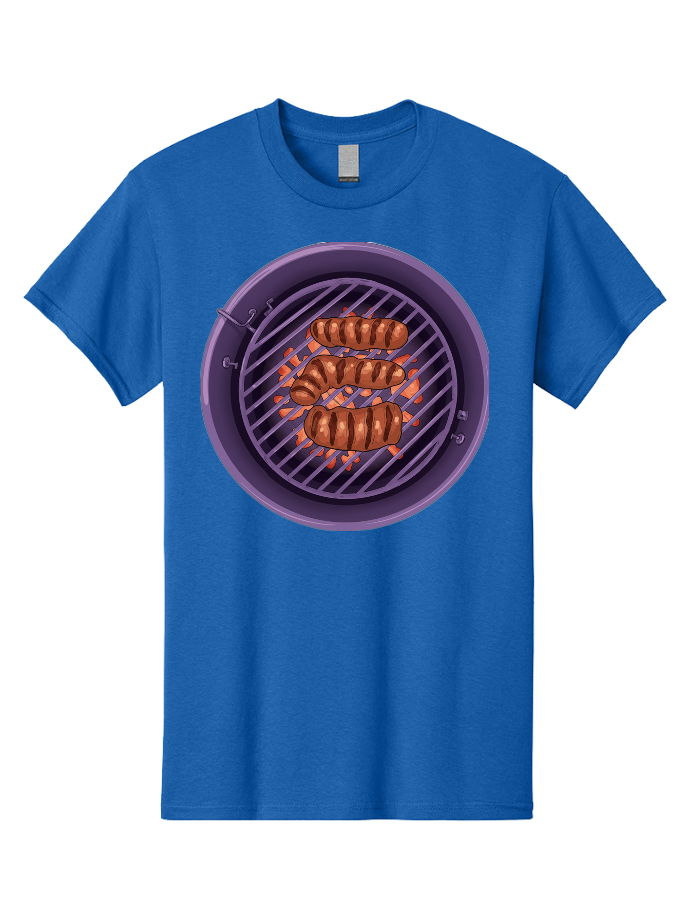 Sausages-On-Grill Men'S Graphic Tee, 100% Cotton, Comfortable Casual Summer Wear, Machine Washable, Sausages On Barbecue Grill, Grilled Sausages, Barbecue Cooking, Outdoor Cooking, Summer Food, Grilled Food, Food On Grill, Barbecue Grill Bac398 11