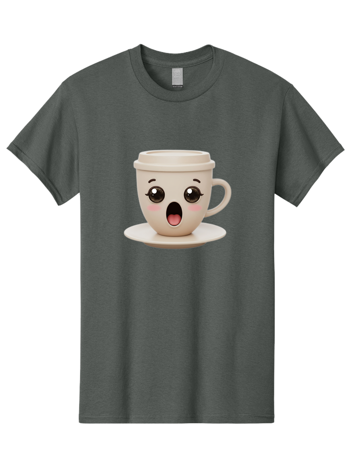 Shocked-Coffee-Cup Men'S Graphic Tee, 100% Cotton, Comfortable Casual Summer Wear, Machine Washable, Fun Coffee Cup, Surprised Expression, Coffee Break, Morning Pick-Me-Up, Kawaii Culture, Cute Face, Coffee Time, Coffee Lover Bac404 14