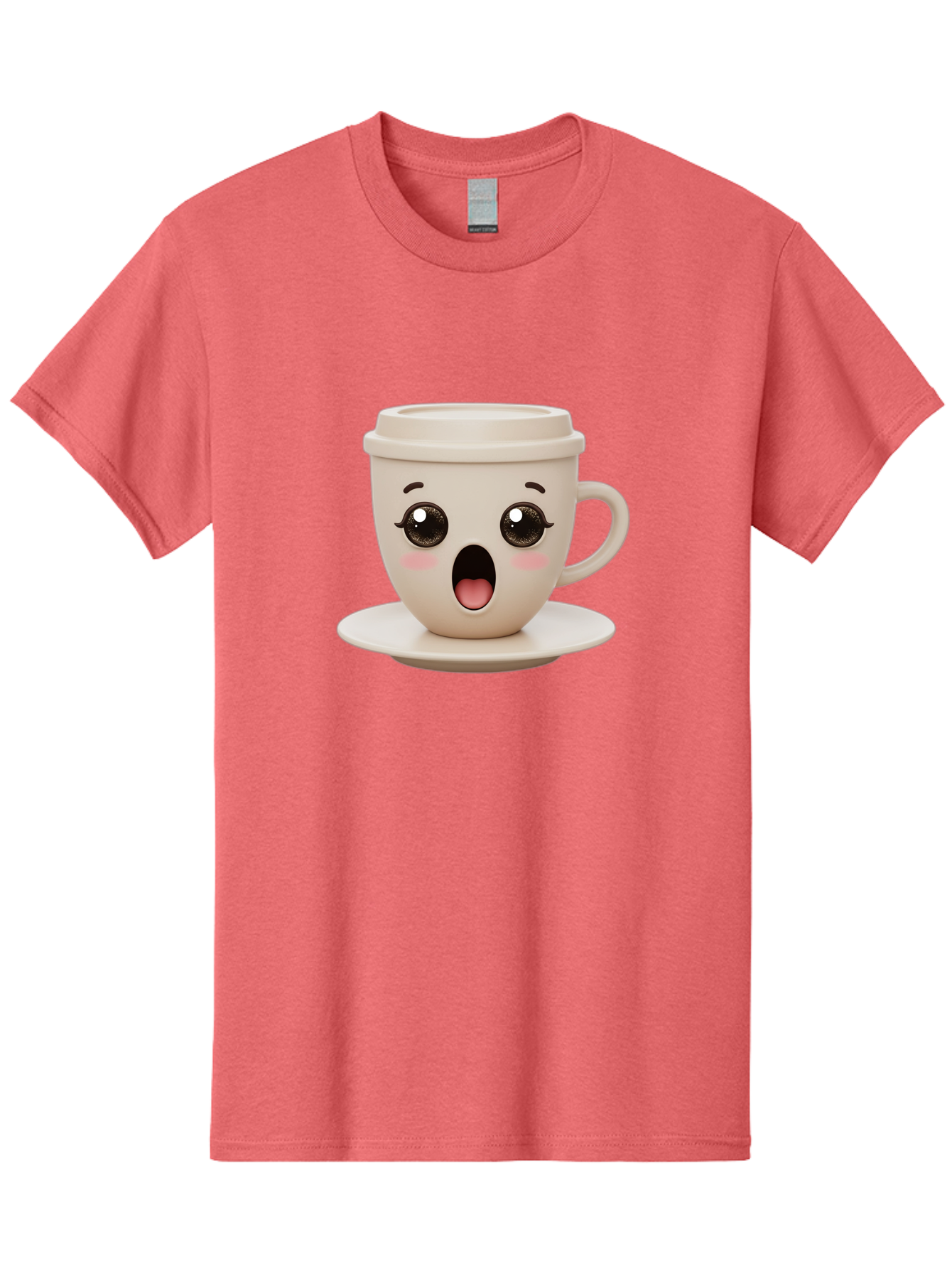 Shocked-Coffee-Cup Men'S Graphic Tee, 100% Cotton, Comfortable Casual Summer Wear, Machine Washable, Fun Coffee Cup, Surprised Expression, Coffee Break, Morning Pick-Me-Up, Kawaii Culture, Cute Face, Coffee Time, Coffee Lover Bac404 6