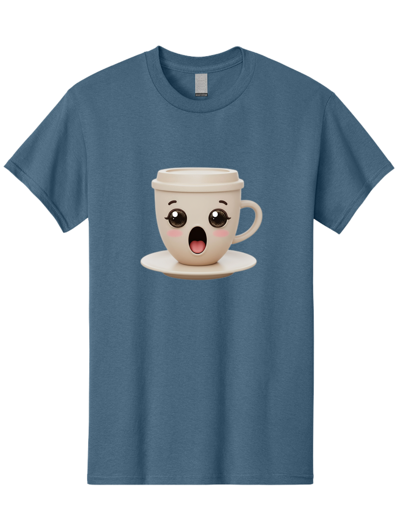 Shocked-Coffee-Cup Men'S Graphic Tee, 100% Cotton, Comfortable Casual Summer Wear, Machine Washable, Fun Coffee Cup, Surprised Expression, Coffee Break, Morning Pick-Me-Up, Kawaii Culture, Cute Face, Coffee Time, Coffee Lover Bac404 12
