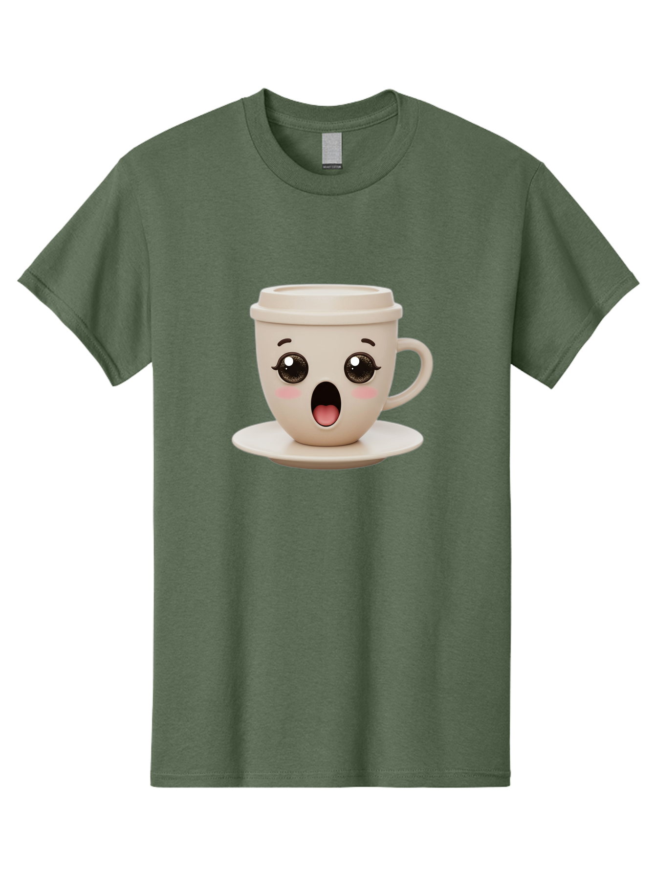 Shocked-Coffee-Cup Men'S Graphic Tee, 100% Cotton, Comfortable Casual Summer Wear, Machine Washable, Fun Coffee Cup, Surprised Expression, Coffee Break, Morning Pick-Me-Up, Kawaii Culture, Cute Face, Coffee Time, Coffee Lover Bac404 5