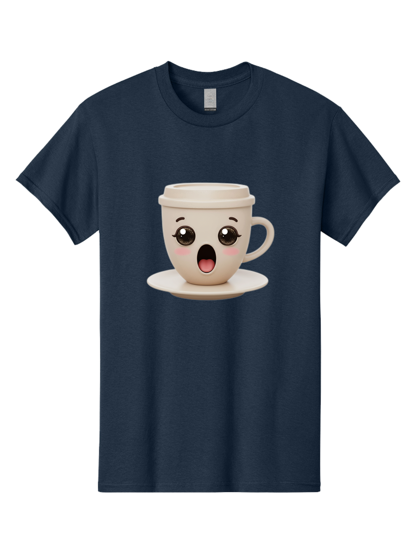 Shocked-Coffee-Cup Men'S Graphic Tee, 100% Cotton, Comfortable Casual Summer Wear, Machine Washable, Fun Coffee Cup, Surprised Expression, Coffee Break, Morning Pick-Me-Up, Kawaii Culture, Cute Face, Coffee Time, Coffee Lover Bac404 10
