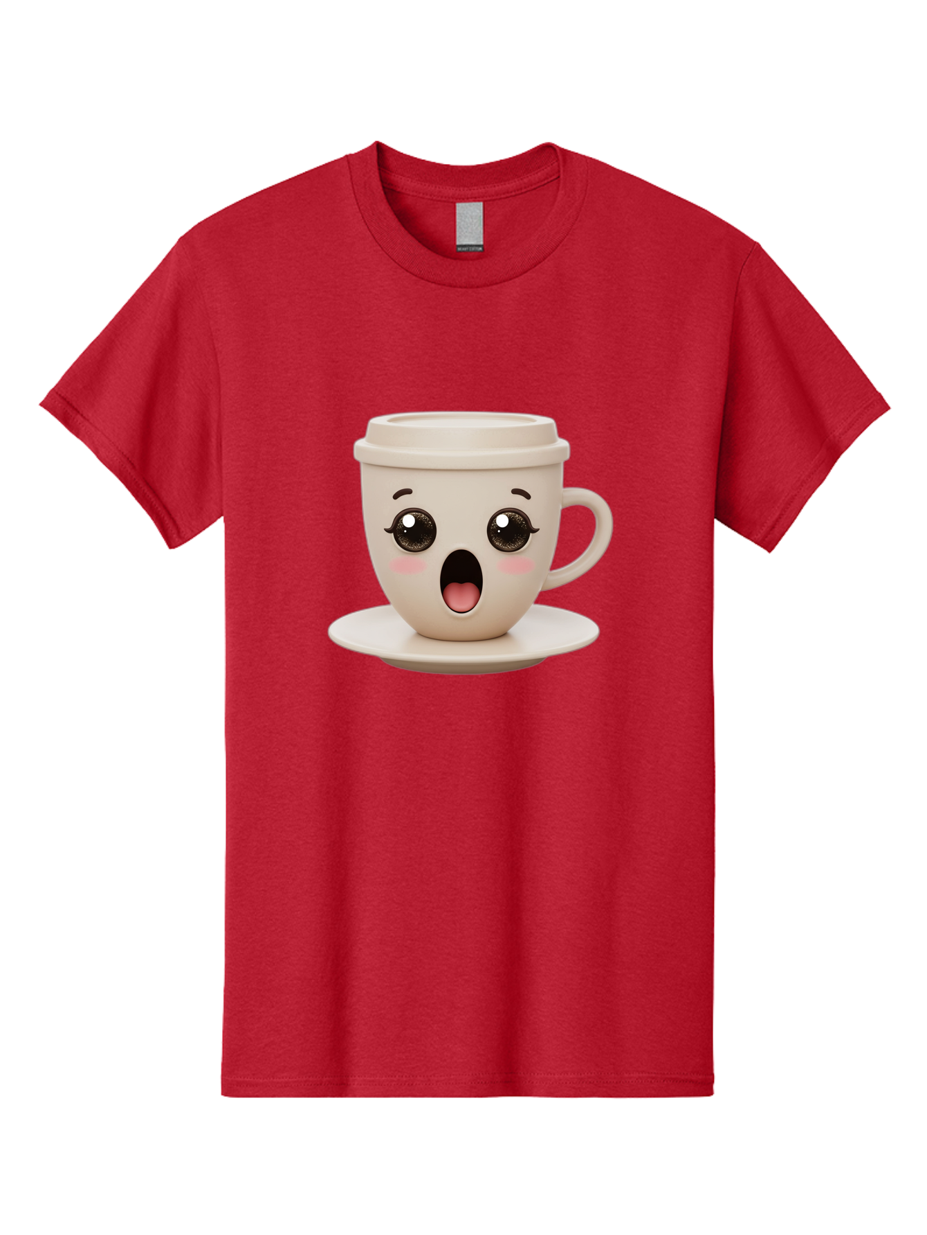 Shocked-Coffee-Cup Men'S Graphic Tee, 100% Cotton, Comfortable Casual Summer Wear, Machine Washable, Fun Coffee Cup, Surprised Expression, Coffee Break, Morning Pick-Me-Up, Kawaii Culture, Cute Face, Coffee Time, Coffee Lover Bac404 11