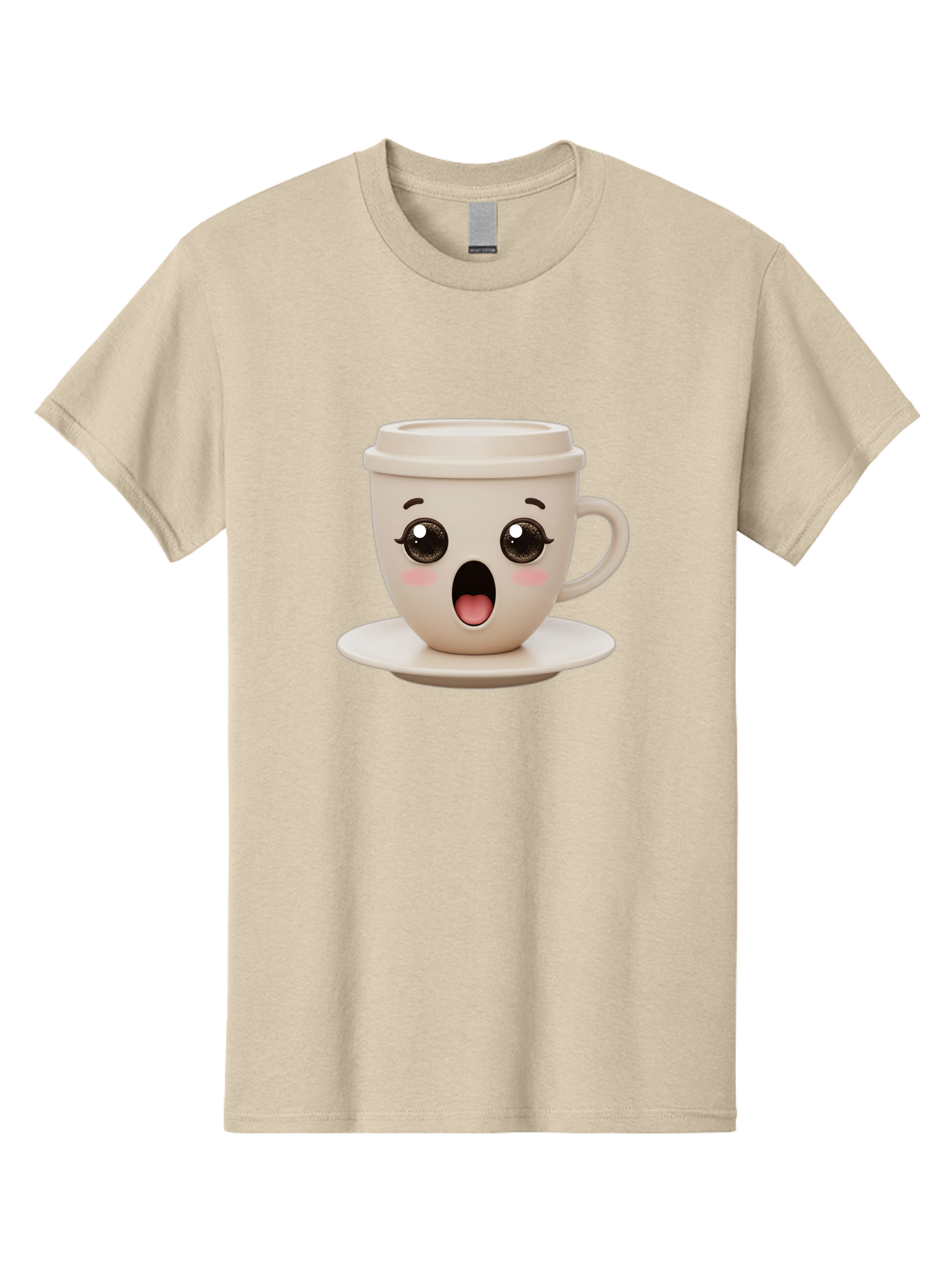 Shocked-Coffee-Cup Men'S Graphic Tee, 100% Cotton, Comfortable Casual Summer Wear, Machine Washable, Fun Coffee Cup, Surprised Expression, Coffee Break, Morning Pick-Me-Up, Kawaii Culture, Cute Face, Coffee Time, Coffee Lover Bac404 15