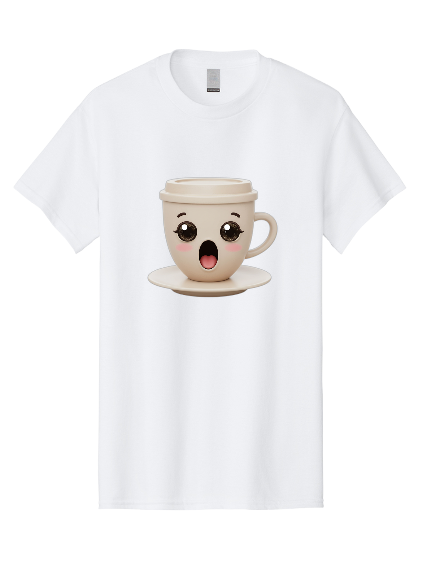 Shocked-Coffee-Cup Men'S Graphic Tee, 100% Cotton, Comfortable Casual Summer Wear, Machine Washable, Fun Coffee Cup, Surprised Expression, Coffee Break, Morning Pick-Me-Up, Kawaii Culture, Cute Face, Coffee Time, Coffee Lover Bac404 2