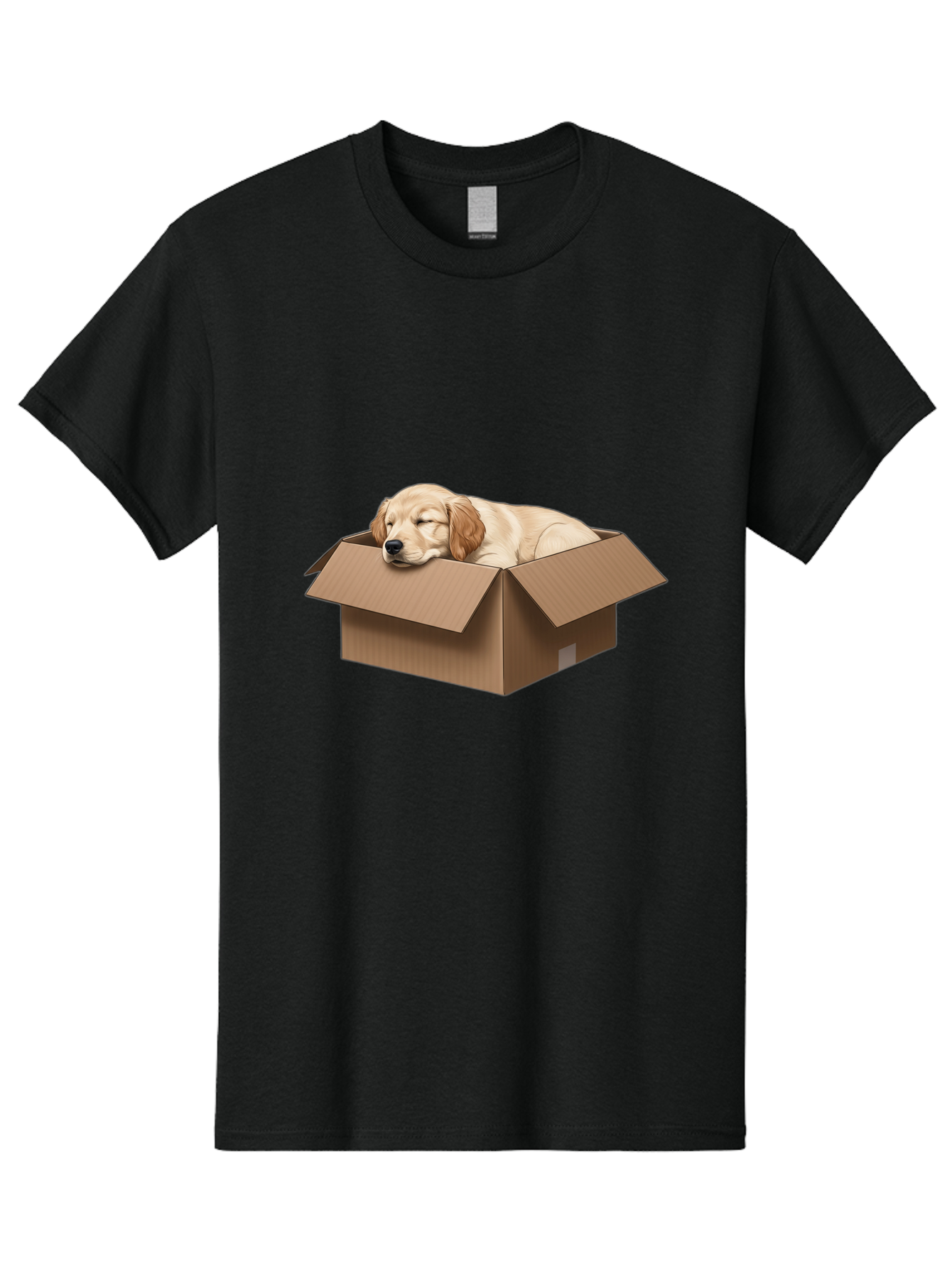 Sleeping-Puppy-1 Men'S Graphic Tee, 100% Cotton, Comfortable Casual Summer Wear, Machine Washable, Sleeping Puppy, Cardboard Box, Adorable Dog, Cute Animal, Resting Pet, Dog In Box, Peaceful Scene, Puppy Love, Cozy Atmosphere, Sweet Dreams Bac417 13