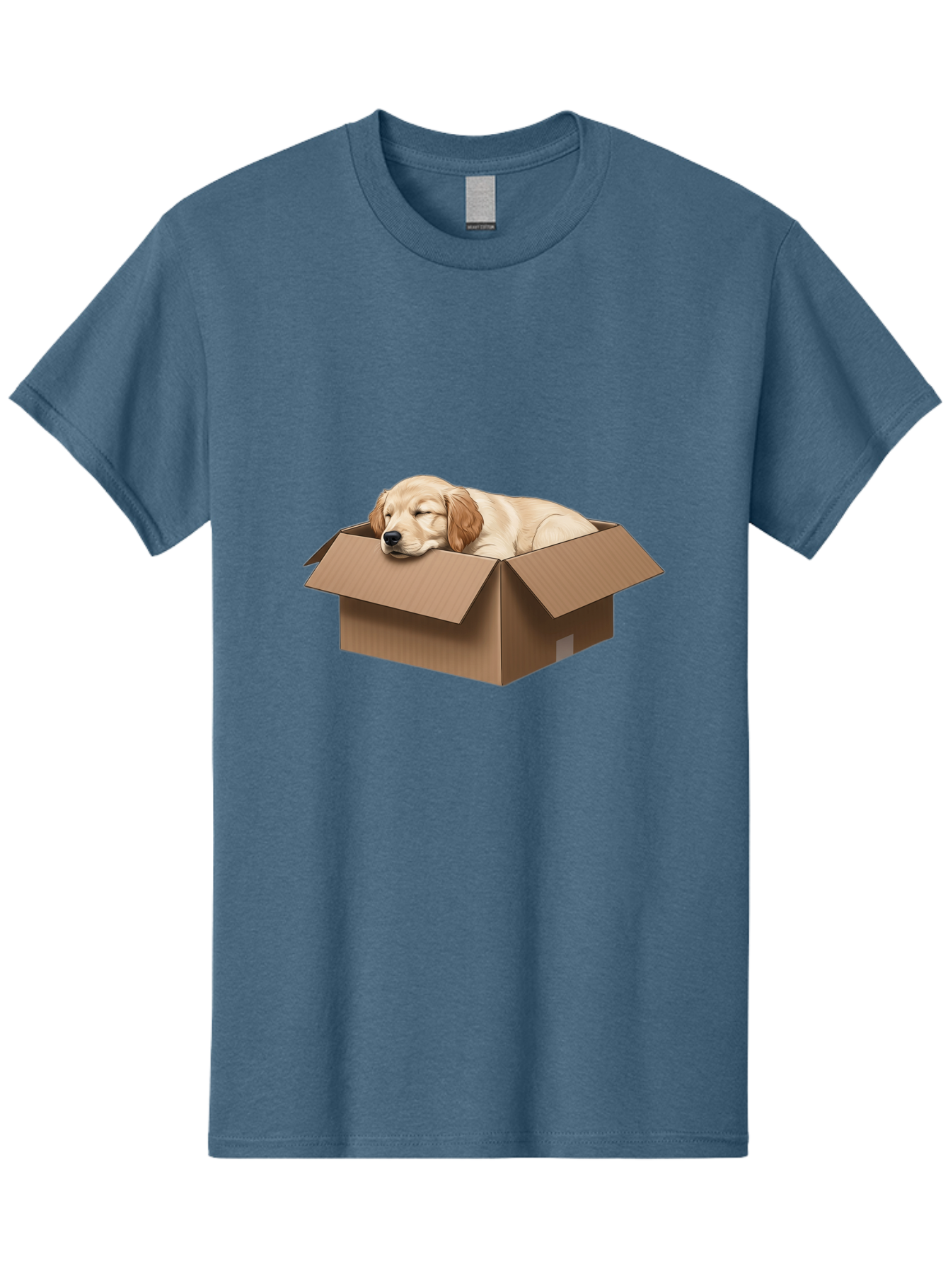 Sleeping-Puppy-1 Men'S Graphic Tee, 100% Cotton, Comfortable Casual Summer Wear, Machine Washable, Sleeping Puppy, Cardboard Box, Adorable Dog, Cute Animal, Resting Pet, Dog In Box, Peaceful Scene, Puppy Love, Cozy Atmosphere, Sweet Dreams Bac417 11