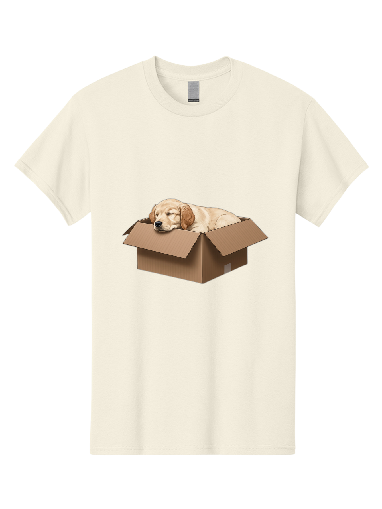 Sleeping-Puppy-1 Men'S Graphic Tee, 100% Cotton, Comfortable Casual Summer Wear, Machine Washable, Sleeping Puppy, Cardboard Box, Adorable Dog, Cute Animal, Resting Pet, Dog In Box, Peaceful Scene, Puppy Love, Cozy Atmosphere, Sweet Dreams Bac417 4