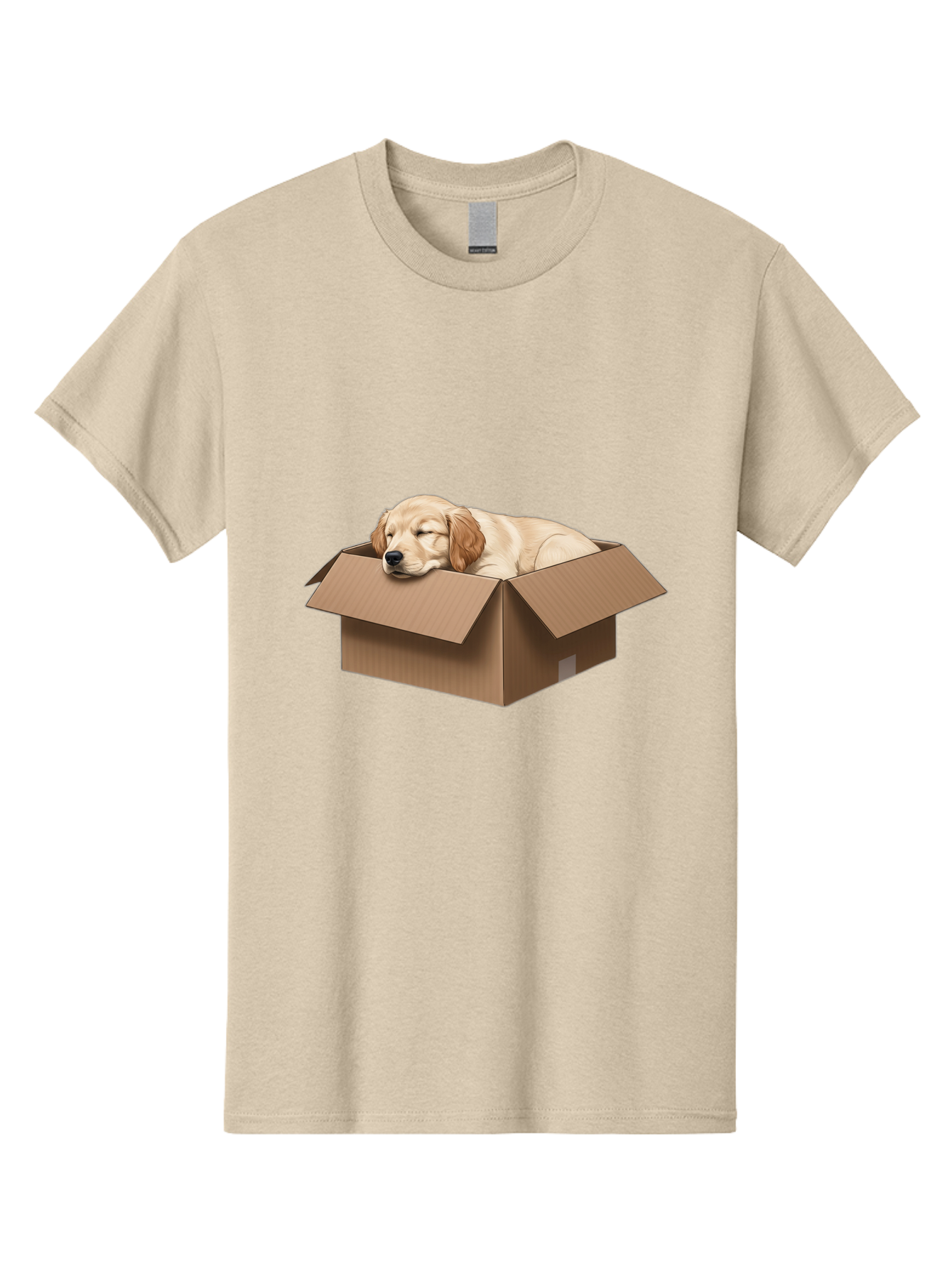 Sleeping-Puppy-1 Men'S Graphic Tee, 100% Cotton, Comfortable Casual Summer Wear, Machine Washable, Sleeping Puppy, Cardboard Box, Adorable Dog, Cute Animal, Resting Pet, Dog In Box, Peaceful Scene, Puppy Love, Cozy Atmosphere, Sweet Dreams Bac417 5