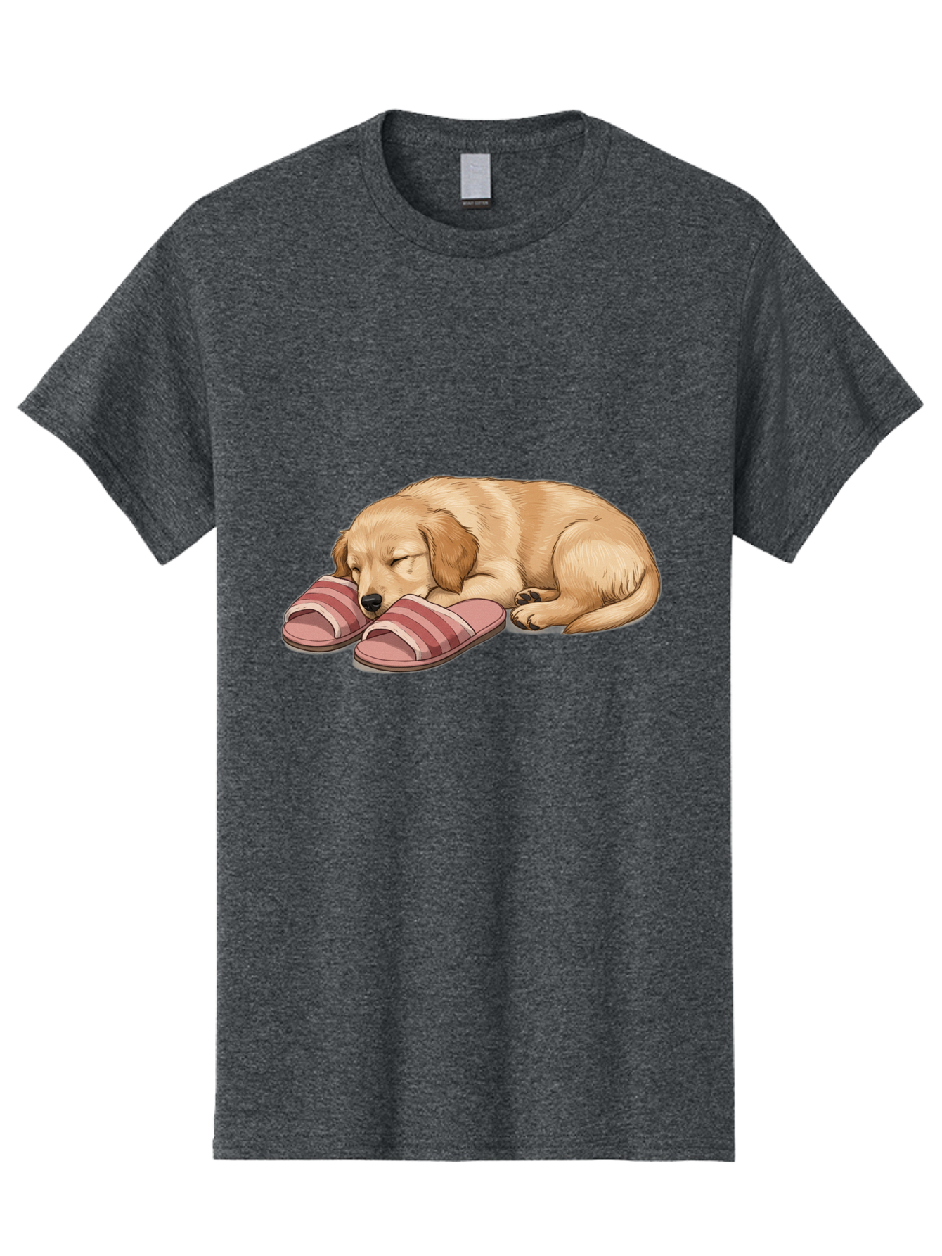 Sleeping-Puppy-2 Men'S Graphic Tee, 100% Cotton, Comfortable Casual Summer Wear, Machine Washable, Adorable Golden Retriever, Sleeping Dog, Puppy Love, Cute Cartoon, Animal Sleep, Dog Relaxation, Flip Flops, Striped Sandals, Peaceful Pup, Bac418 15