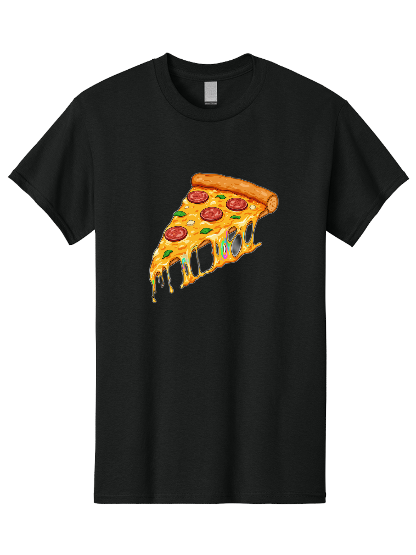 Slice-Of-Pizza Men'S Graphic Tee, 100% Cotton, Comfortable Casual Summer Wear, Machine Washable, Melted Cheese, Pepperoni Pizza, Cheesy Goodness, Melted Mozzarella, Savory Delight, Italian Cuisine, Pizza Love, Tasty Treat, Foodie Favorite Bac421 1
