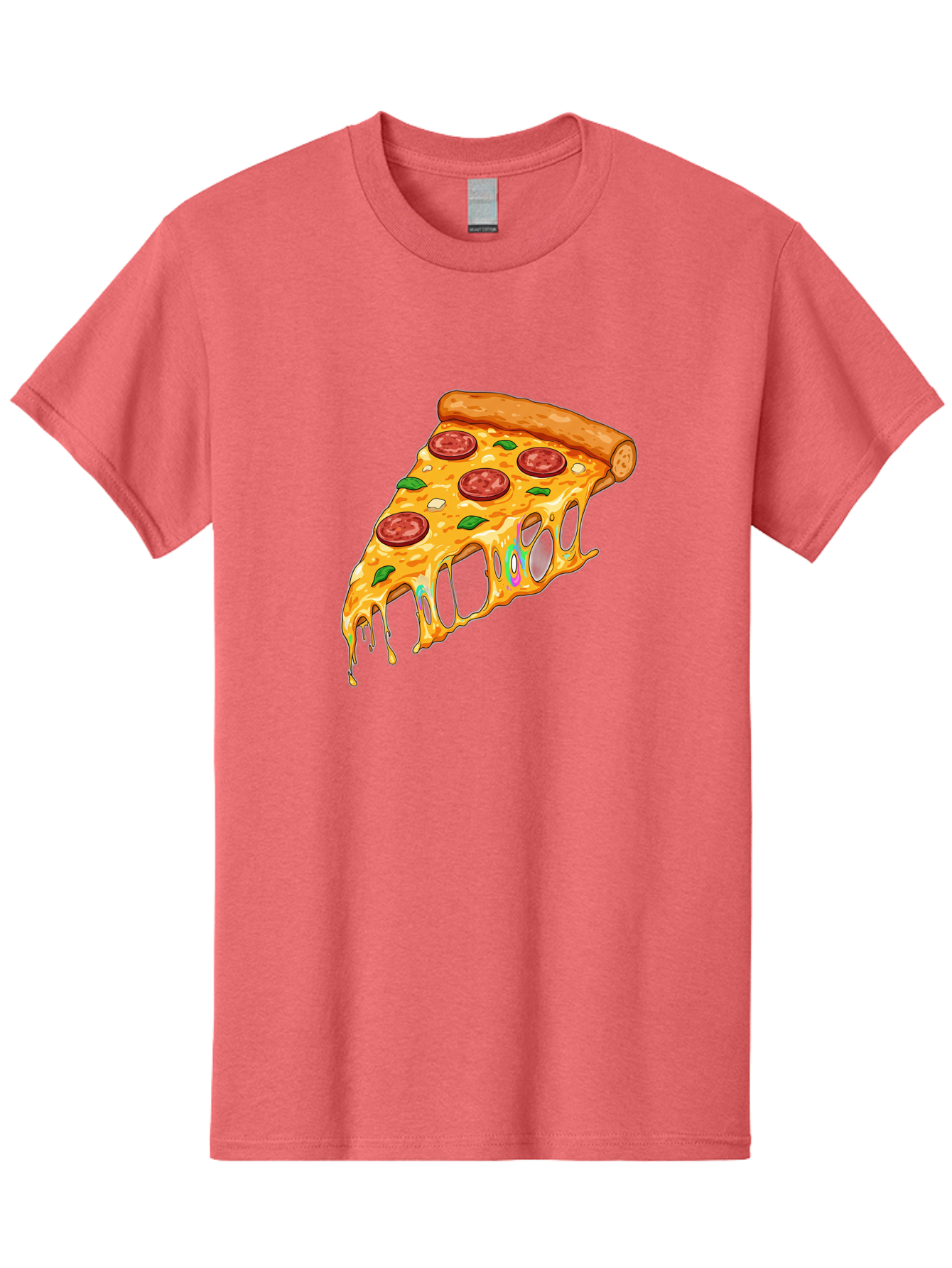 Slice-Of-Pizza Men'S Graphic Tee, 100% Cotton, Comfortable Casual Summer Wear, Machine Washable, Melted Cheese, Pepperoni Pizza, Cheesy Goodness, Melted Mozzarella, Savory Delight, Italian Cuisine, Pizza Love, Tasty Treat, Foodie Favorite Bac421 3