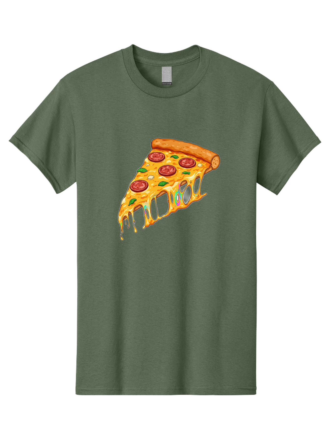 Slice-Of-Pizza Men'S Graphic Tee, 100% Cotton, Comfortable Casual Summer Wear, Machine Washable, Melted Cheese, Pepperoni Pizza, Cheesy Goodness, Melted Mozzarella, Savory Delight, Italian Cuisine, Pizza Love, Tasty Treat, Foodie Favorite Bac421 2