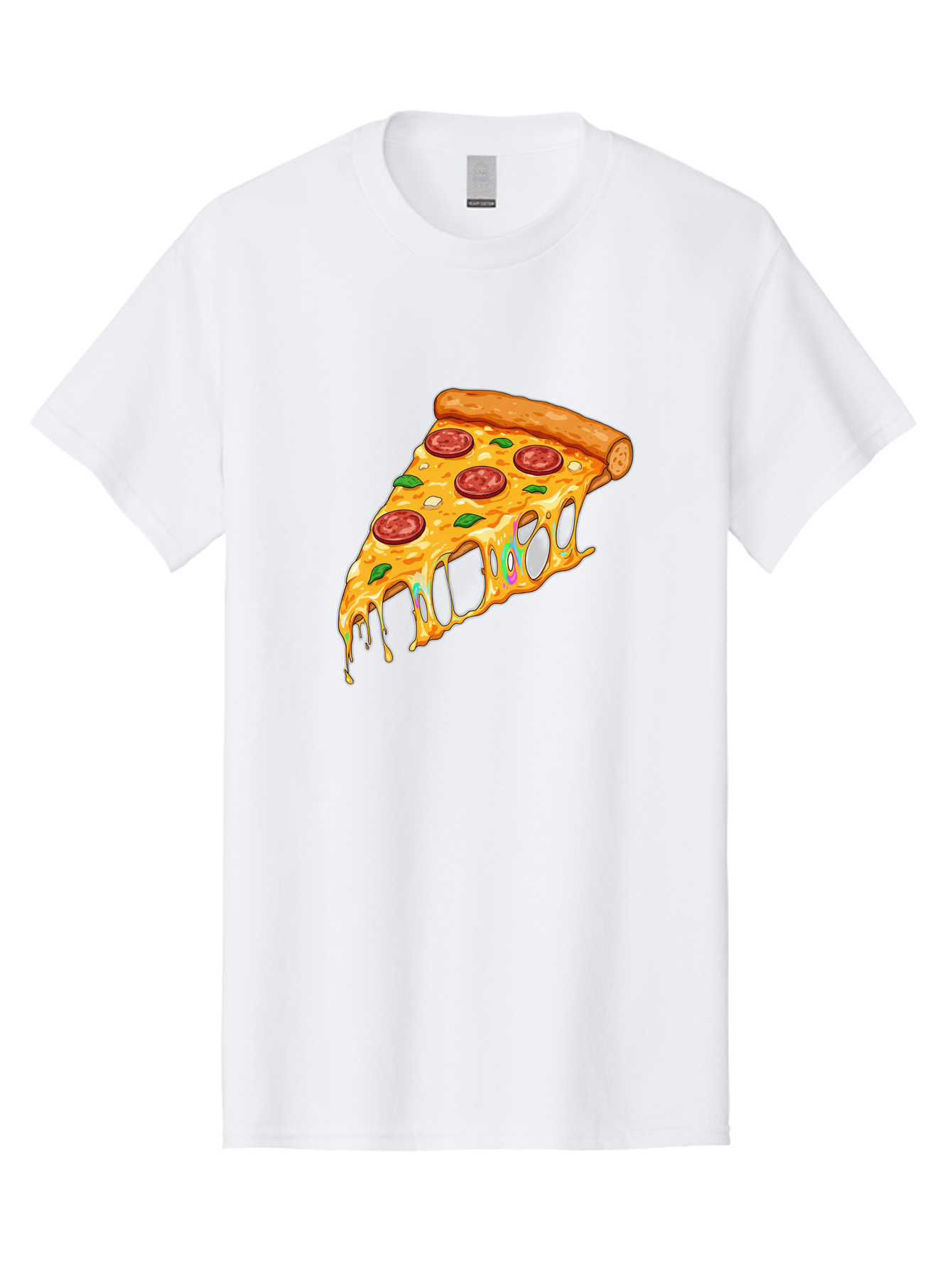 Slice-Of-Pizza Men'S Graphic Tee, 100% Cotton, Comfortable Casual Summer Wear, Machine Washable, Melted Cheese, Pepperoni Pizza, Cheesy Goodness, Melted Mozzarella, Savory Delight, Italian Cuisine, Pizza Love, Tasty Treat, Foodie Favorite Bac421 13