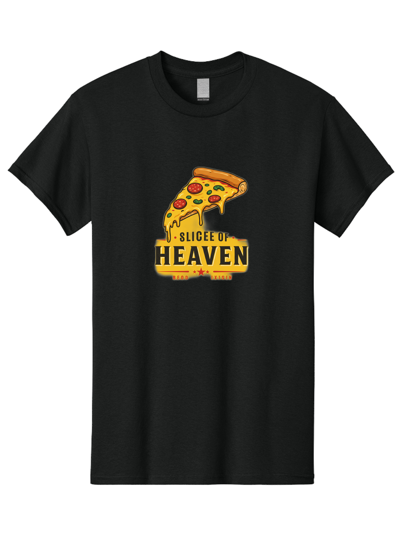 Slicee-Of-Heaven Men'S Graphic Tee, 100% Cotton, Comfortable Casual Summer Wear, Machine Washable, Cheesy Pizza Slice, Pepperoni Pizza, Melted Cheese, Food Logo, Pizza Branding, Heavenly Pizza, Foodie Graphics, Pizza Love, Culinary Art, Bac423 8